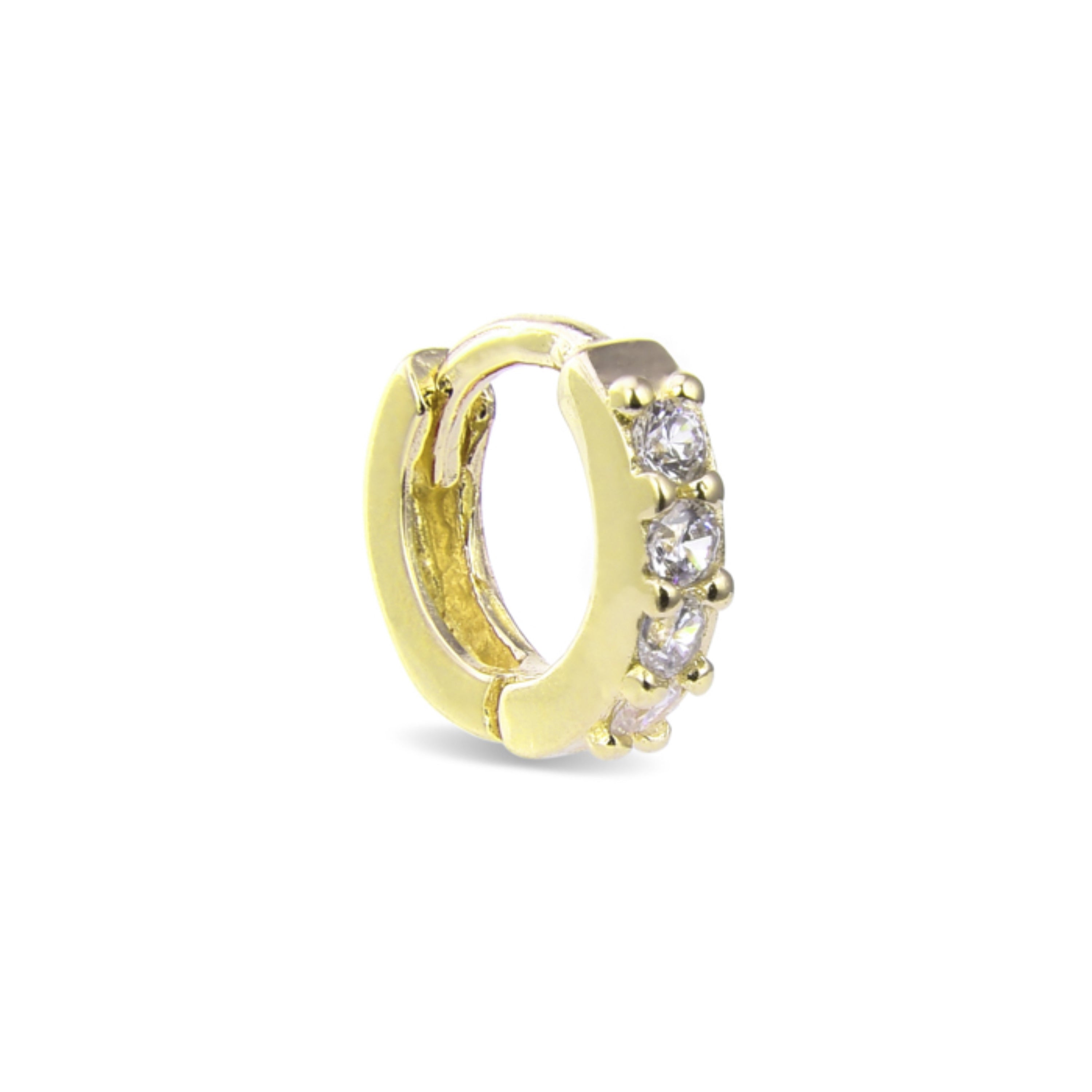 Echtsilber 925 Piercing mit glänzendem Zirkon, vergoldet mit 18K Gelbgold - Ansung