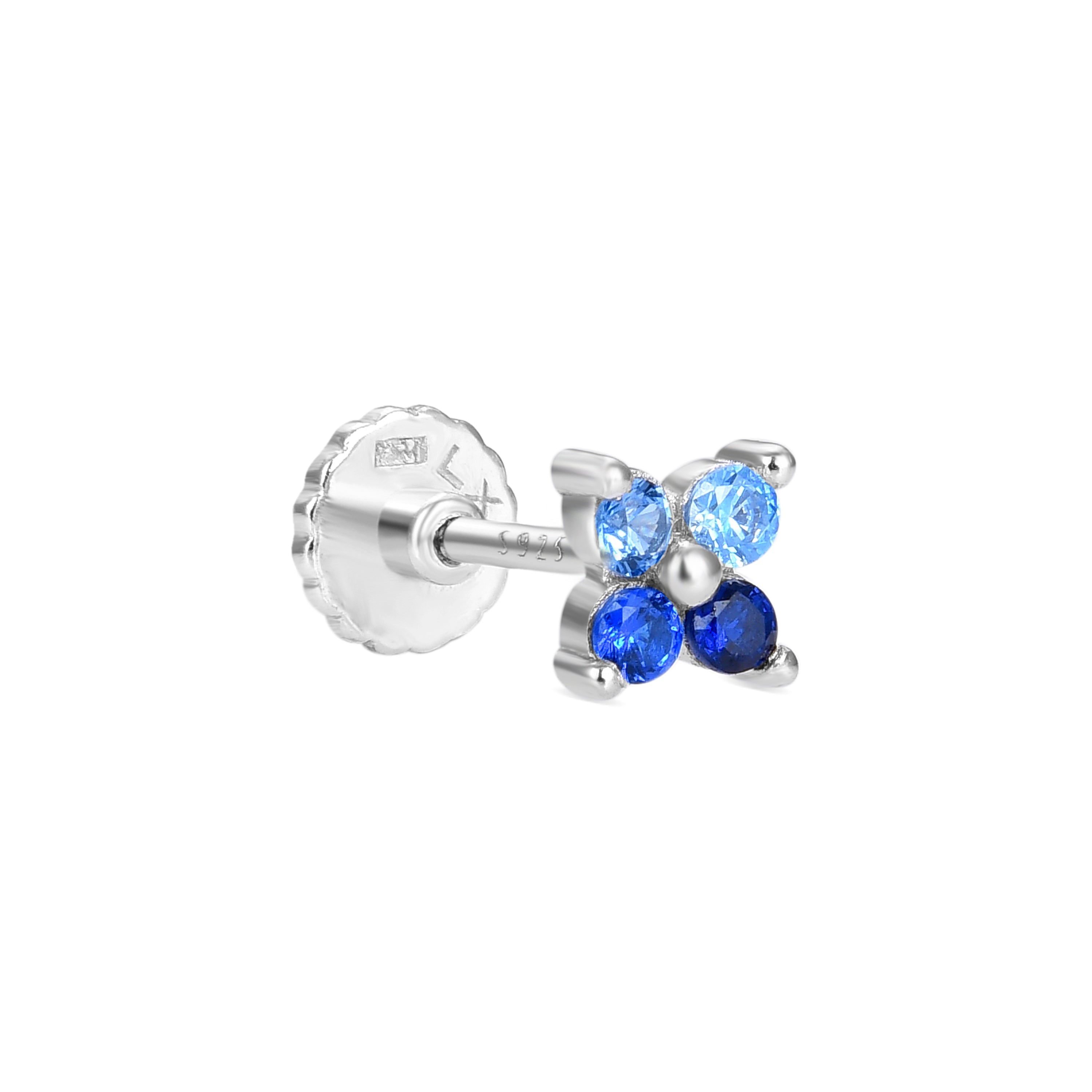 Piercing aus 925er Sterlingsilber mit Zirkonia-Saphir, rhodiniert - Terwise