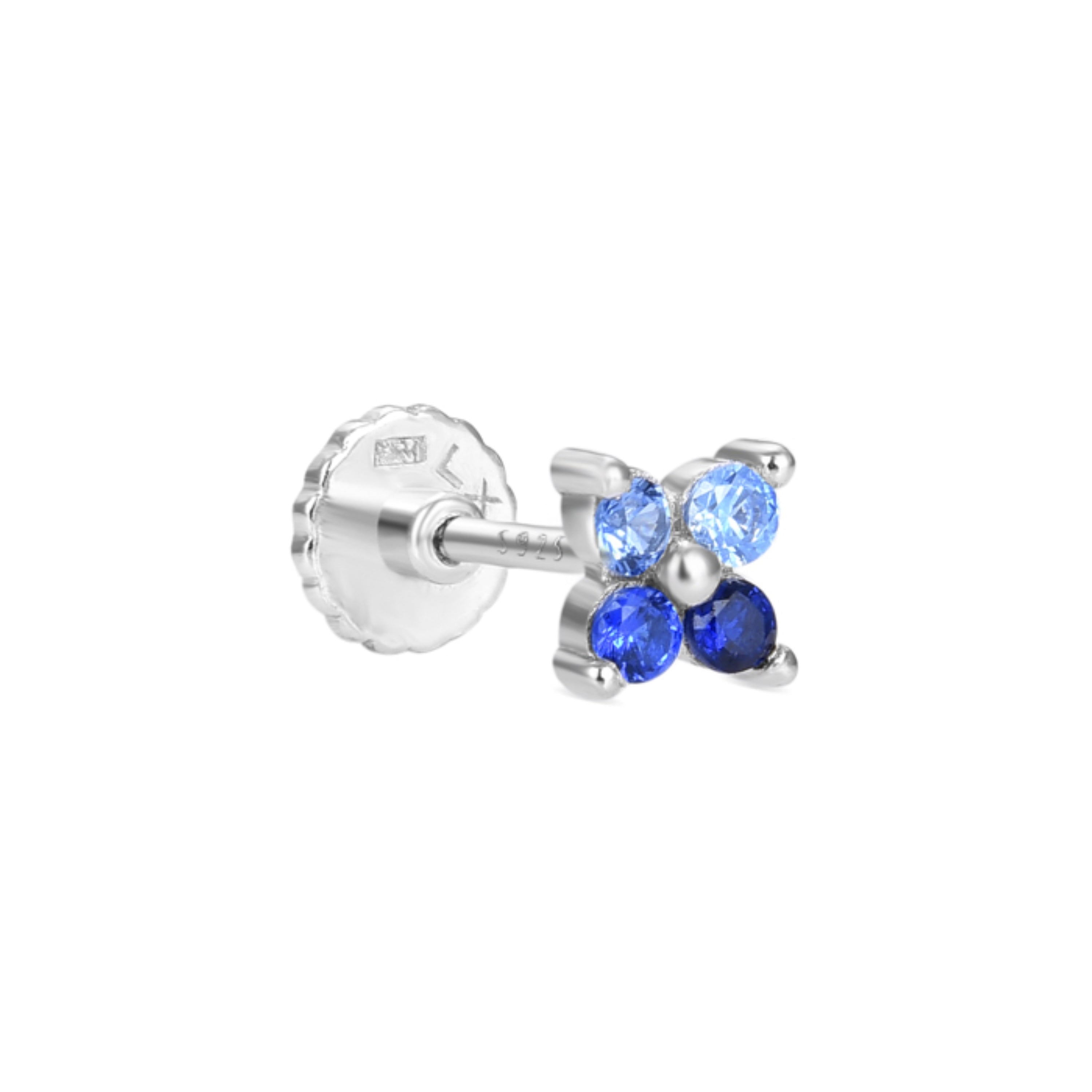 Piercing aus 925er Sterlingsilber mit Zirkonia-Saphir, rhodiniert - Terwise