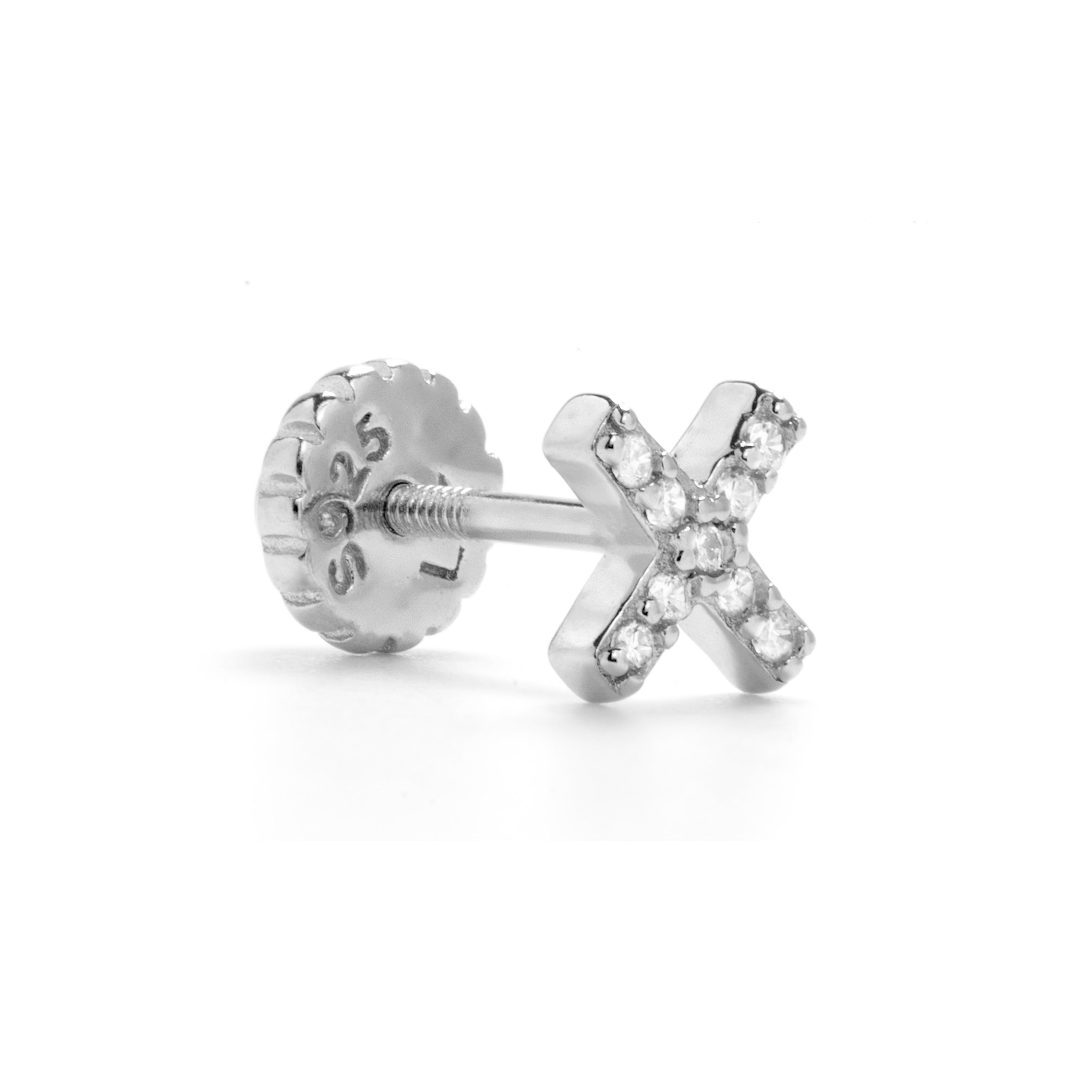 Echtsilber 925 Piercing mit glänzendem Zirkonia rhodiniert - Garlin