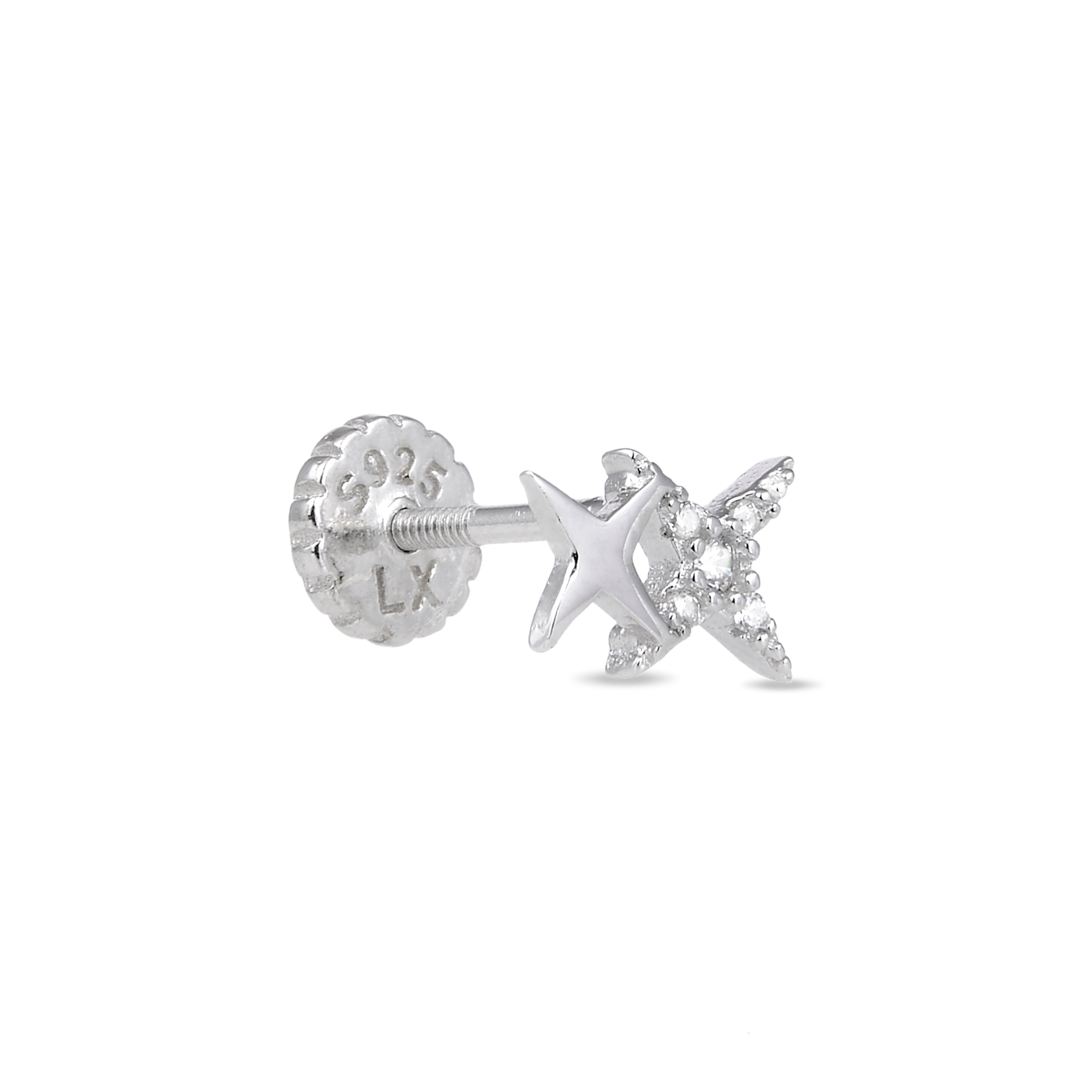 Piercing in Argento Sterling 925 con Zirconia Cubica brillante finitura in rodio - Tingio