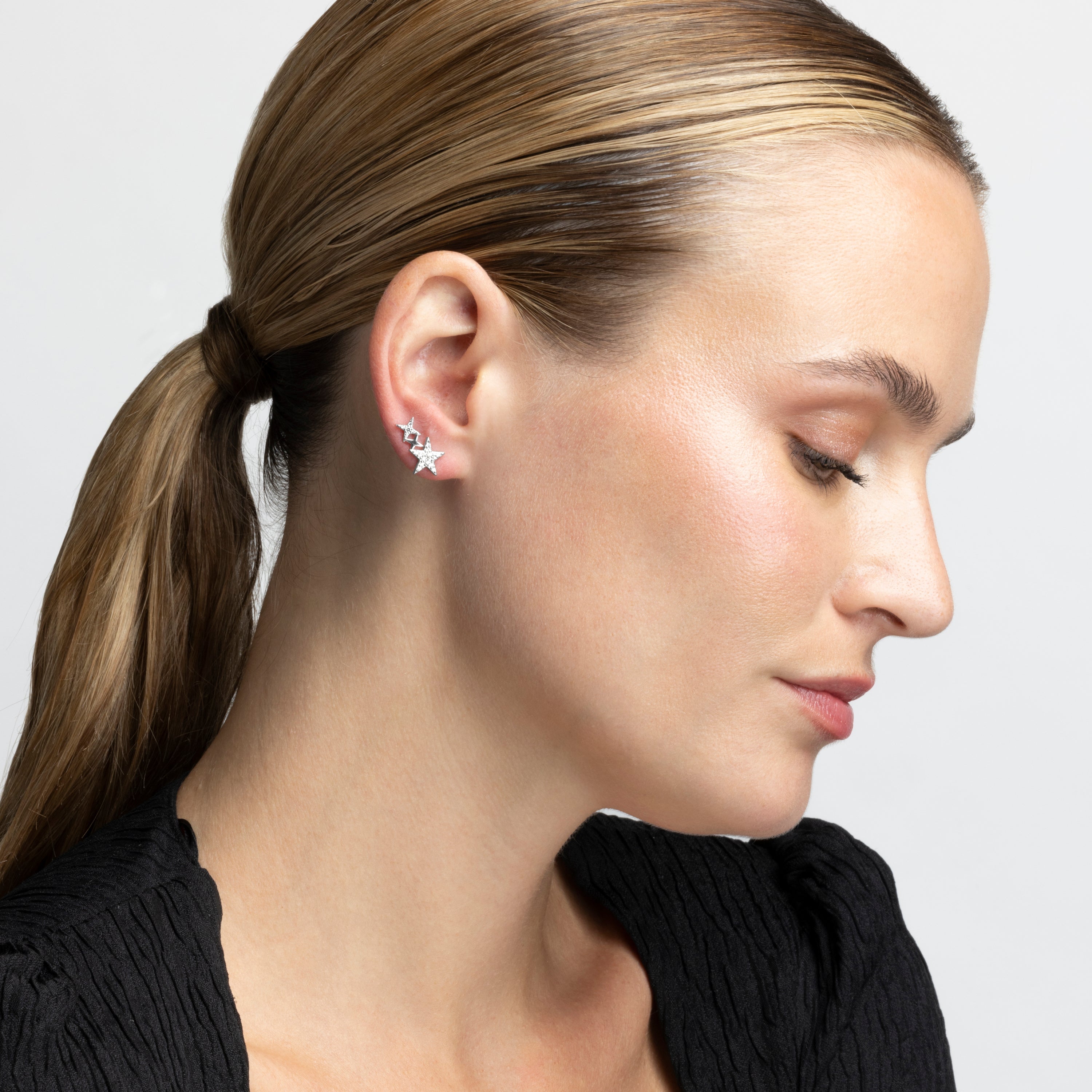 Piercing in Argento Sterling 925 con Zirconia Cubica brillante finitura in rodio - Tingio