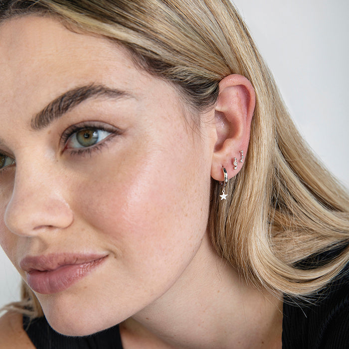 Piercing in Argento Sterling 925 con Zirconia Cubica brillante finitura in rodio - Qant