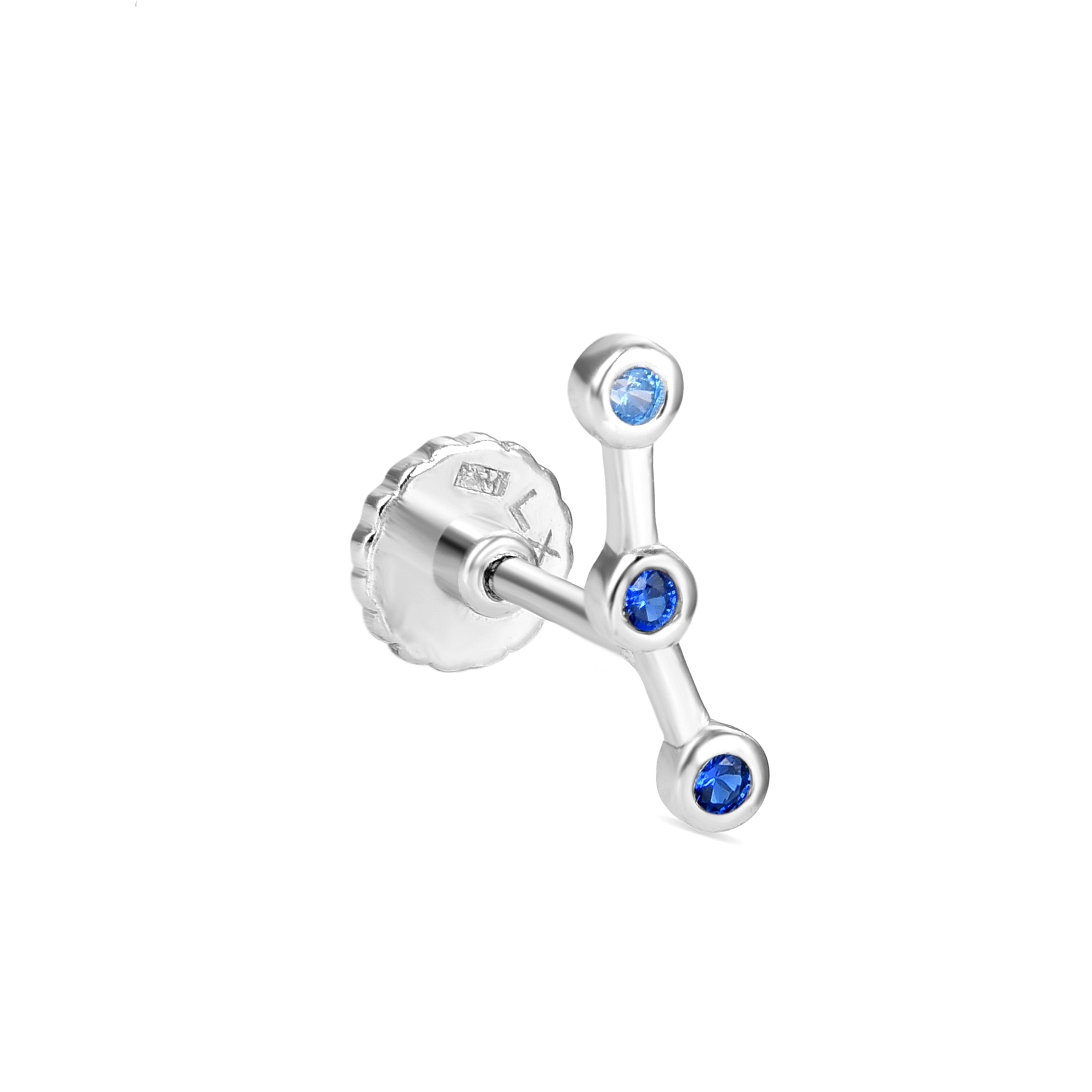 Sterlingsilber 925 Piercing mit Zirkonia Saphir rhodiniert - Qant