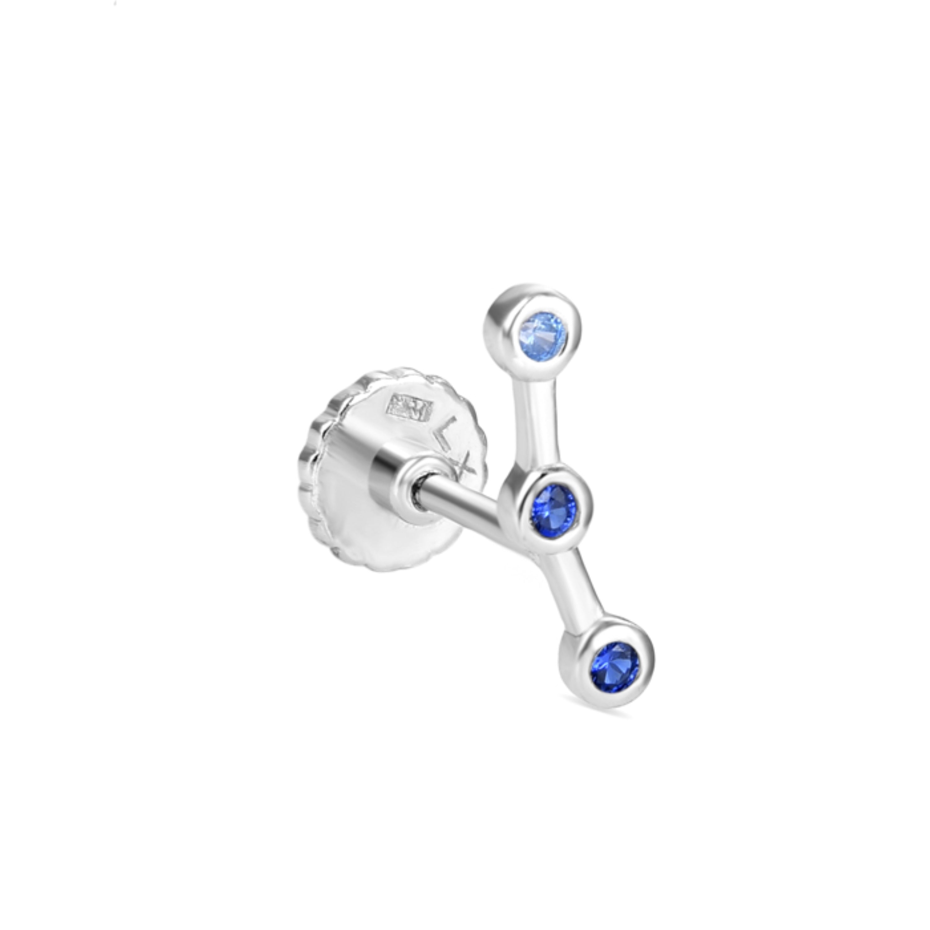 Sterlingsilber 925 Piercing mit Zirkonia Saphir rhodiniert - Qant