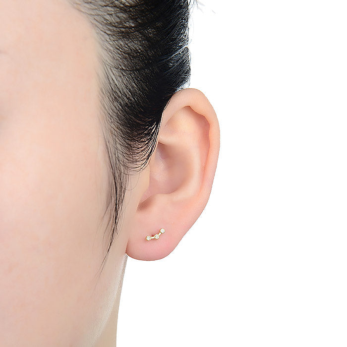 Echtsilber 925 Piercing mit glänzendem Zirkonia, vergoldet mit 18K Gelbgold - Qant