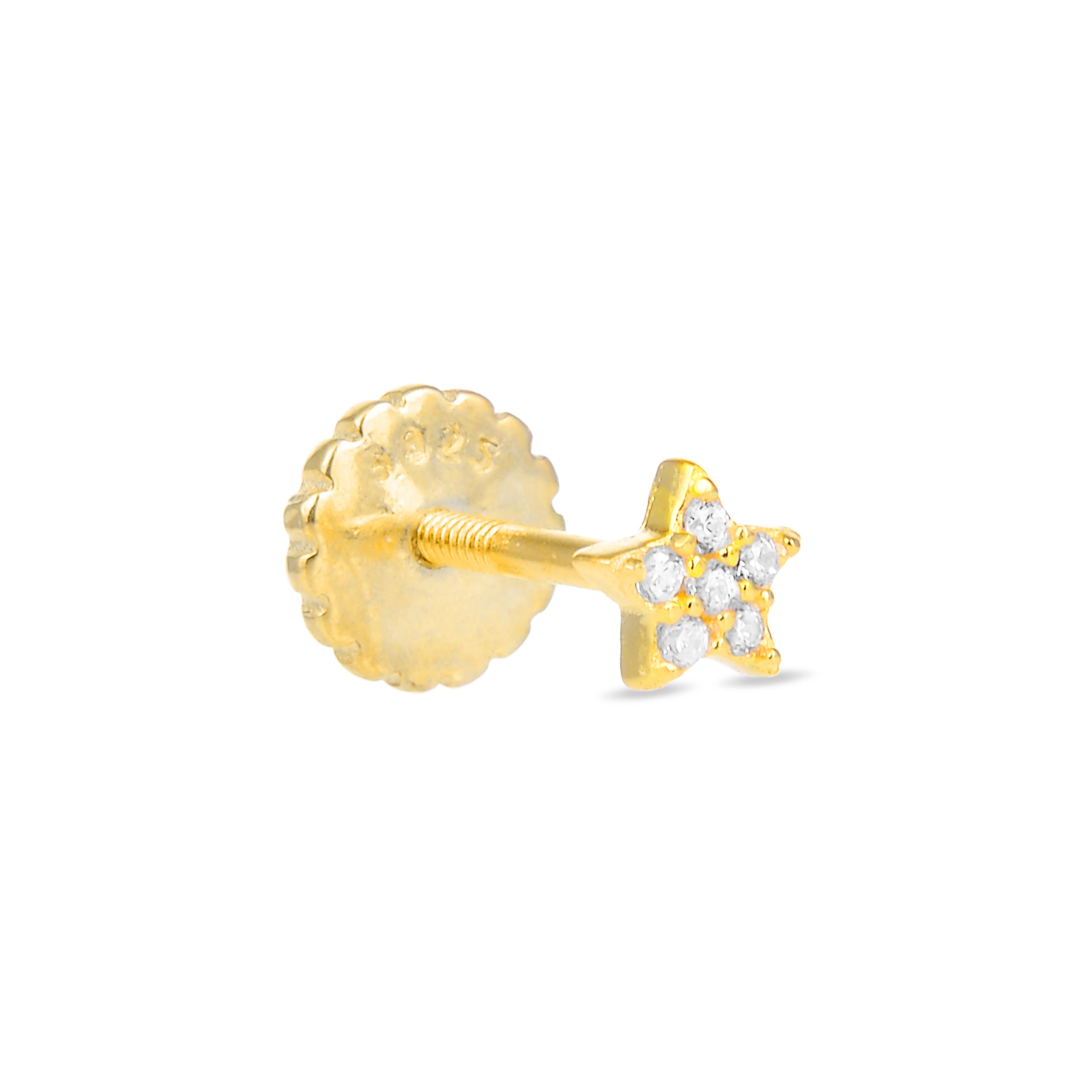 Piercing aus 925er Sterlingsilber mit funkelndem Zirkonia, vergoldet mit 18K Gelbgold - Tyulu