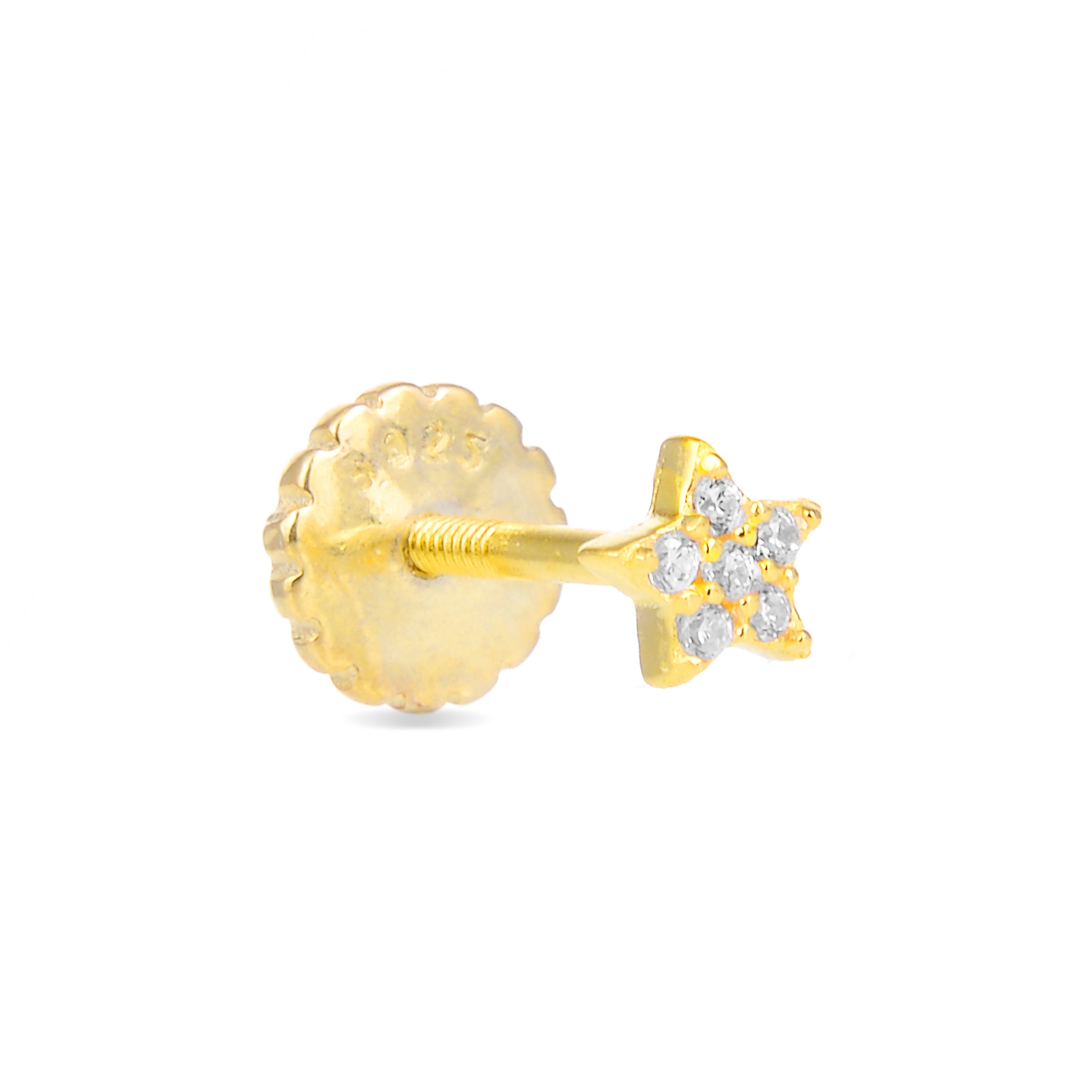 Piercing aus 925er Sterlingsilber mit funkelndem Zirkonia, vergoldet mit 18K Gelbgold - Tyulu