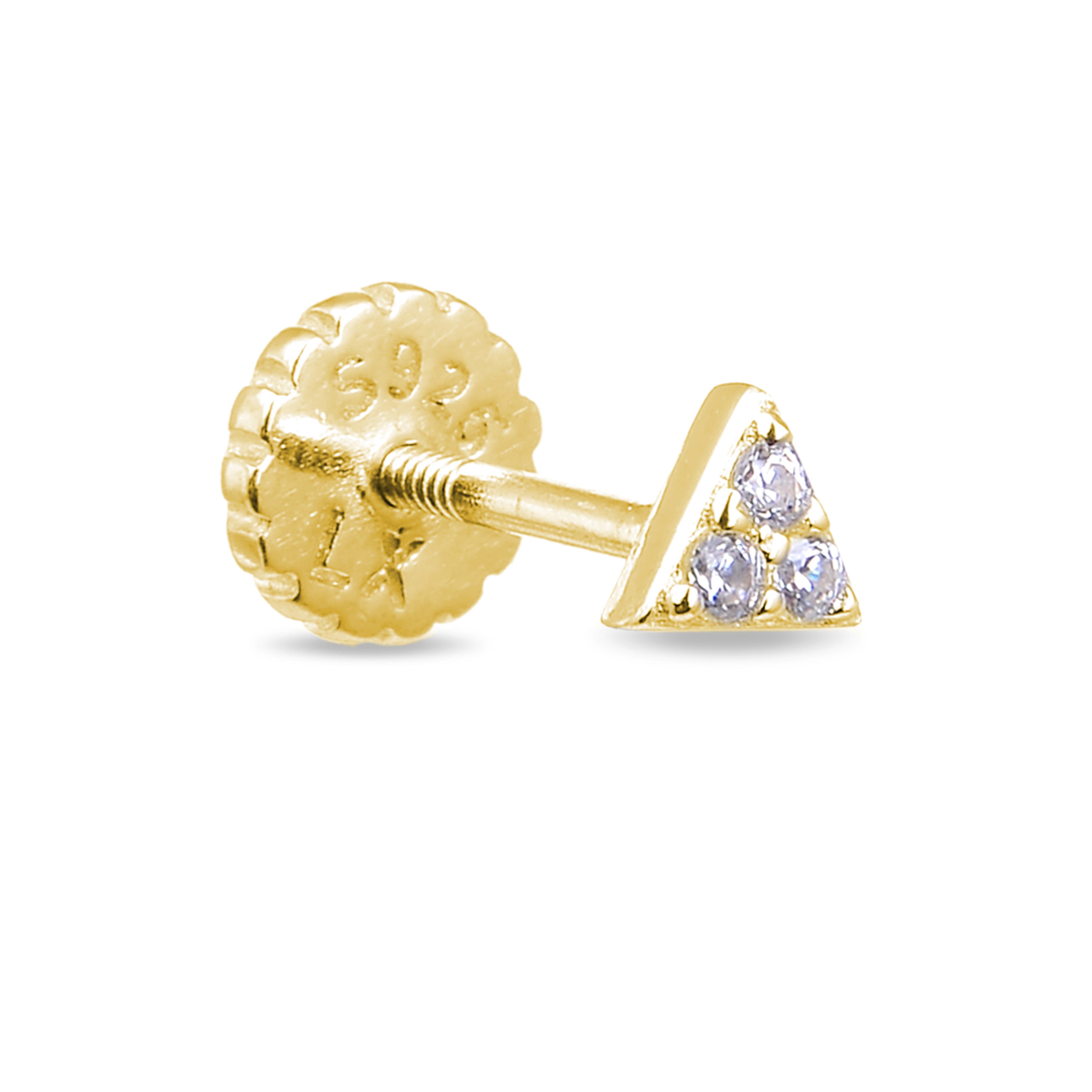 Echtsilber 925 Piercing mit glänzendem Zirkonia, vergoldet mit 18K Gelbgold - Calye