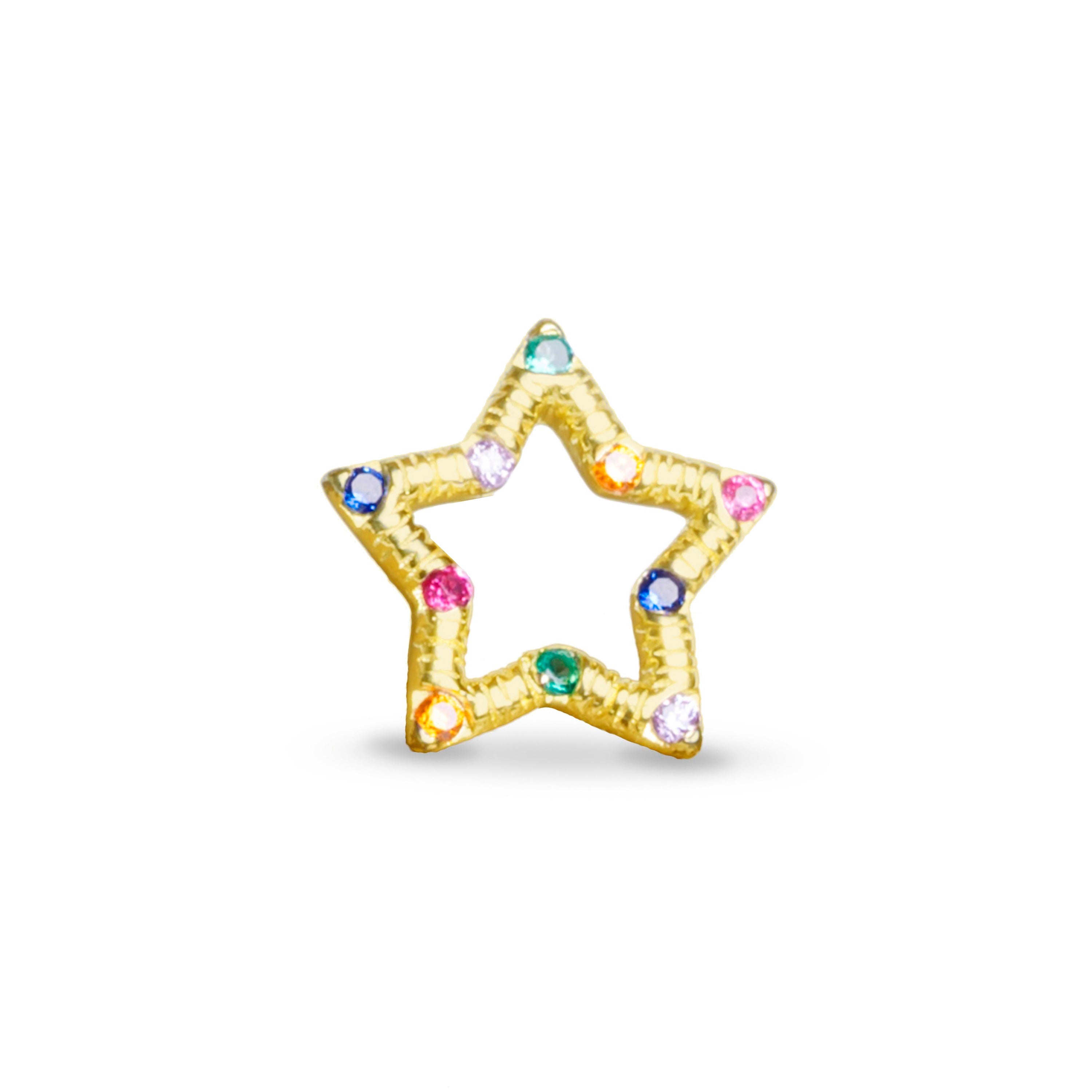 Piercing in Argento Sterling 925 con Zirconia Multicolore finitura in oro giallo 18K - Habku