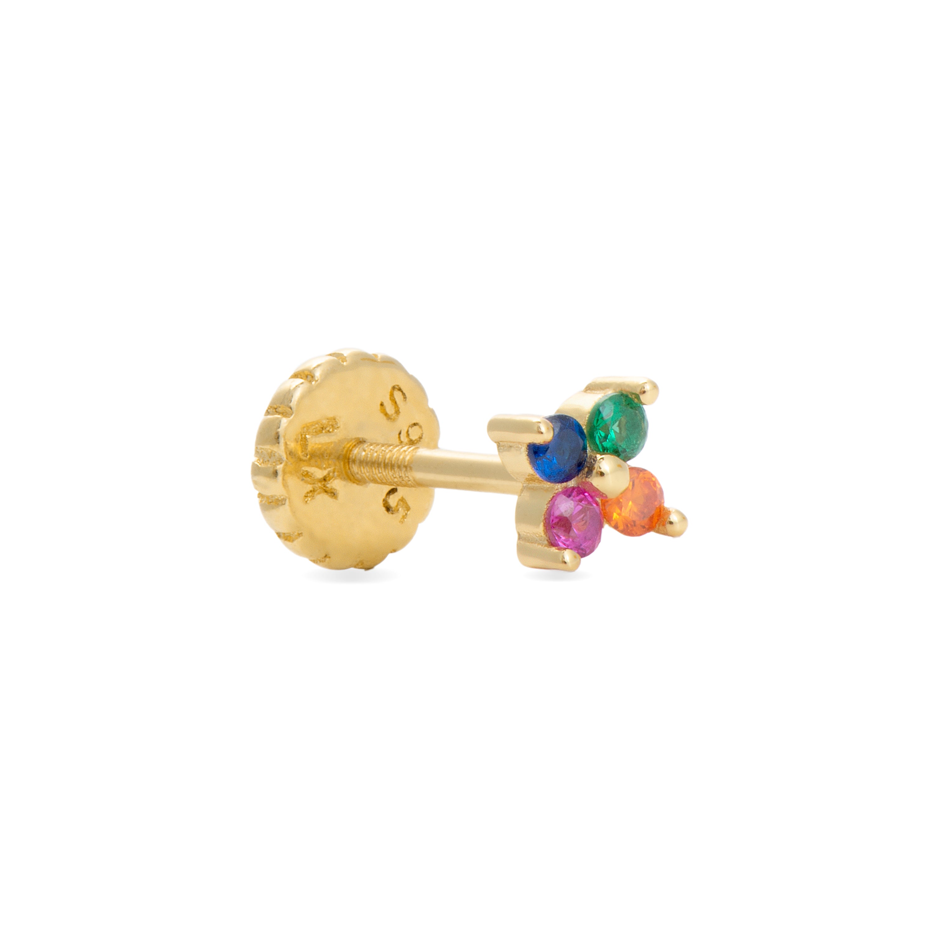 Piercing in Argento Sterling 925 con Zirconia Multicolore finitura in oro giallo 18K - Phanvi