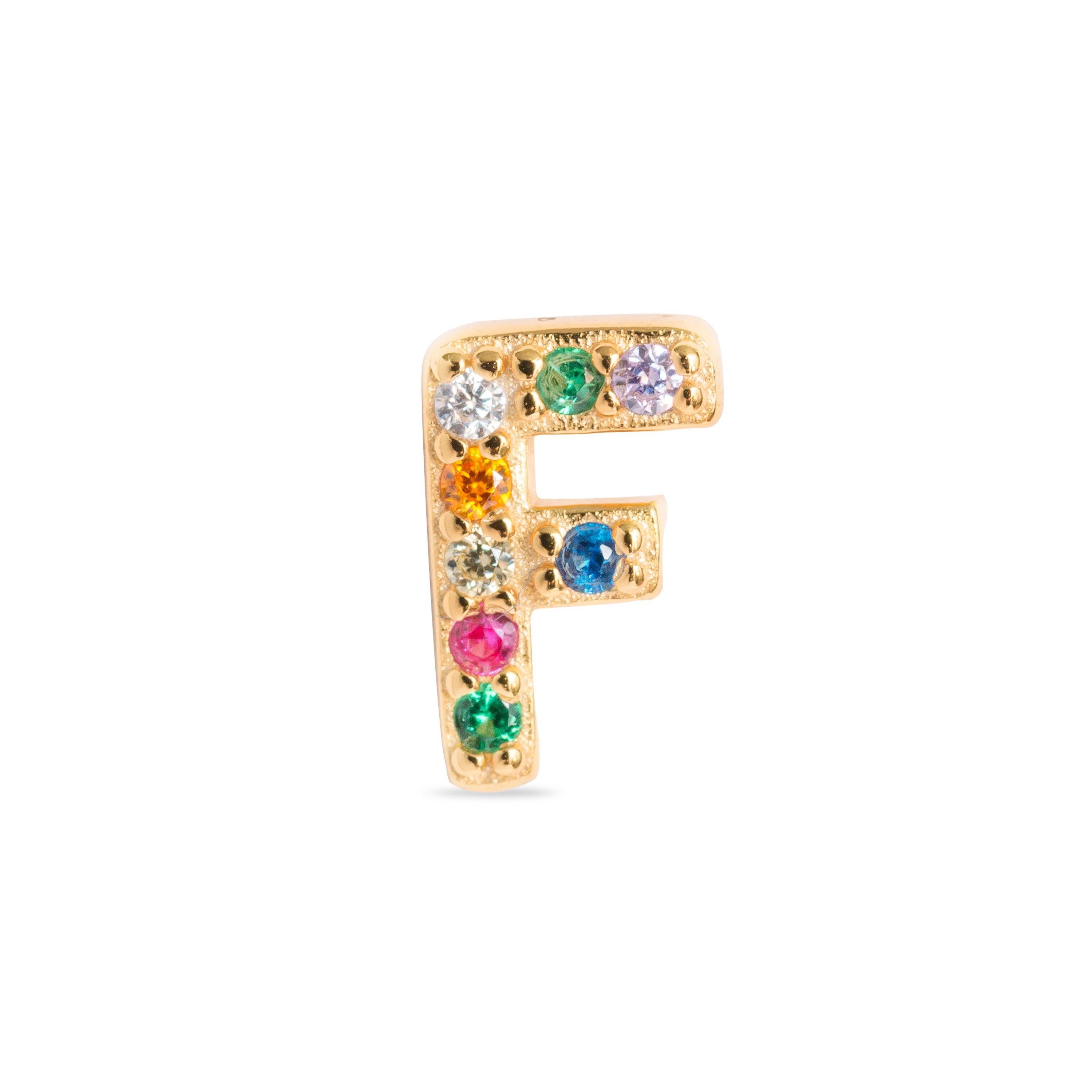 Piercing in Argento Sterling 925 con Zirconia Multicolore finitura in oro giallo 18K - Alphabet
