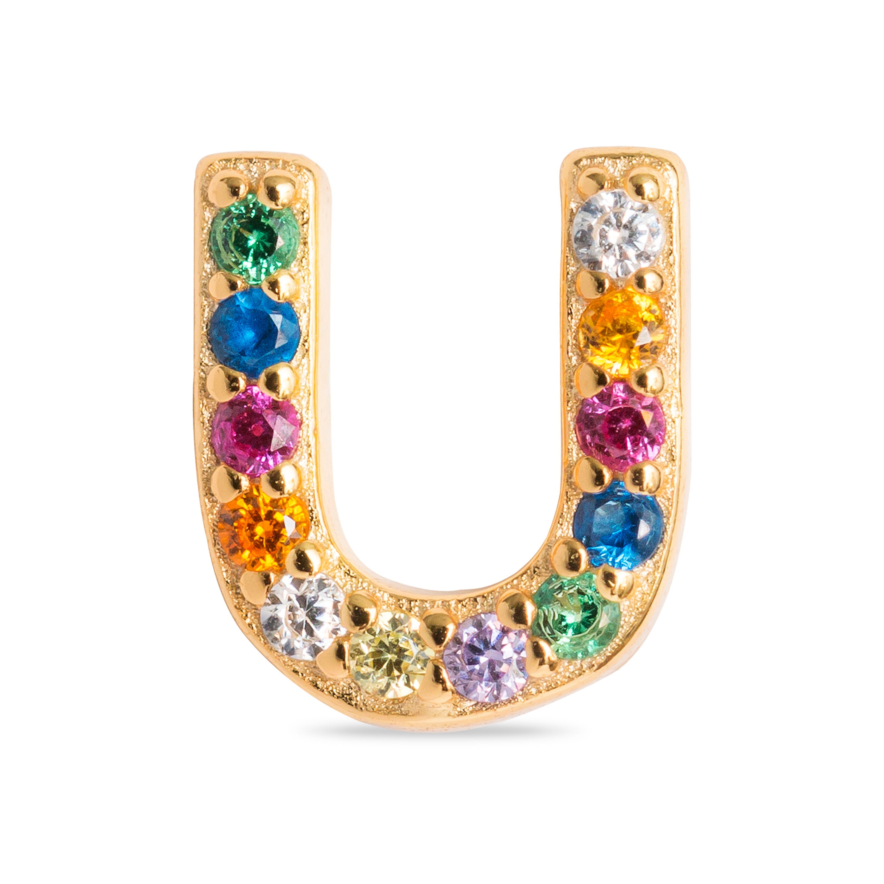 Piercing in Argento Sterling 925 con Zirconia Multicolore finitura in oro giallo 18K - Alphabet