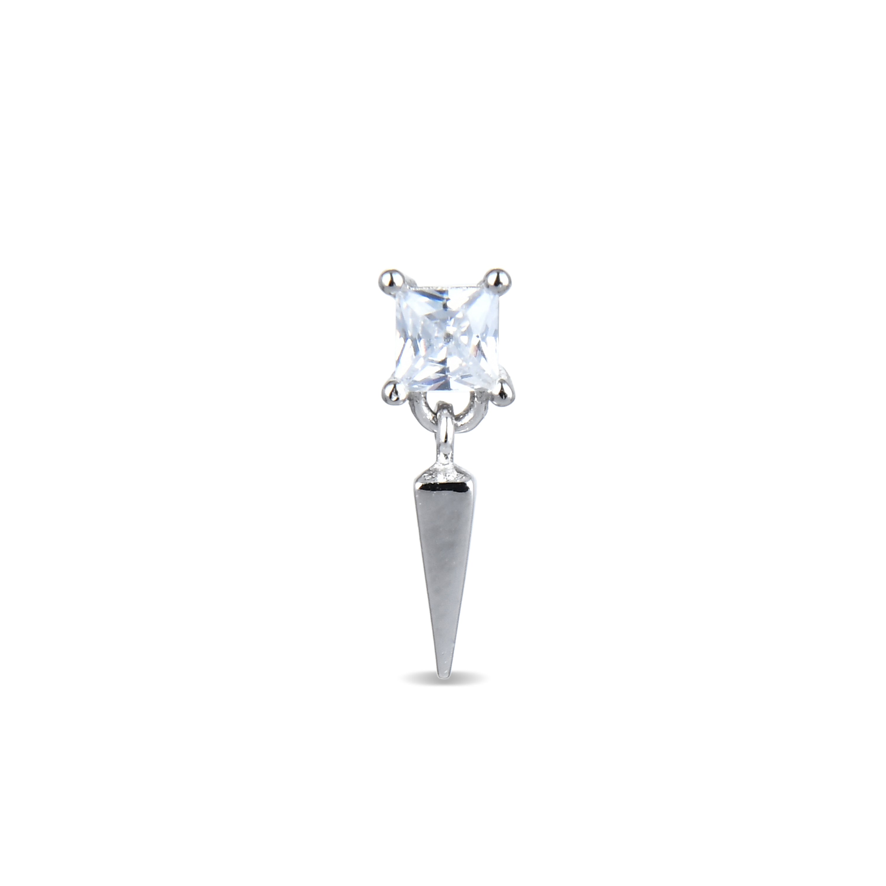 Piercing in Argento Sterling 925 con Zirconia Cubica brillante finitura in rodio - Skelk