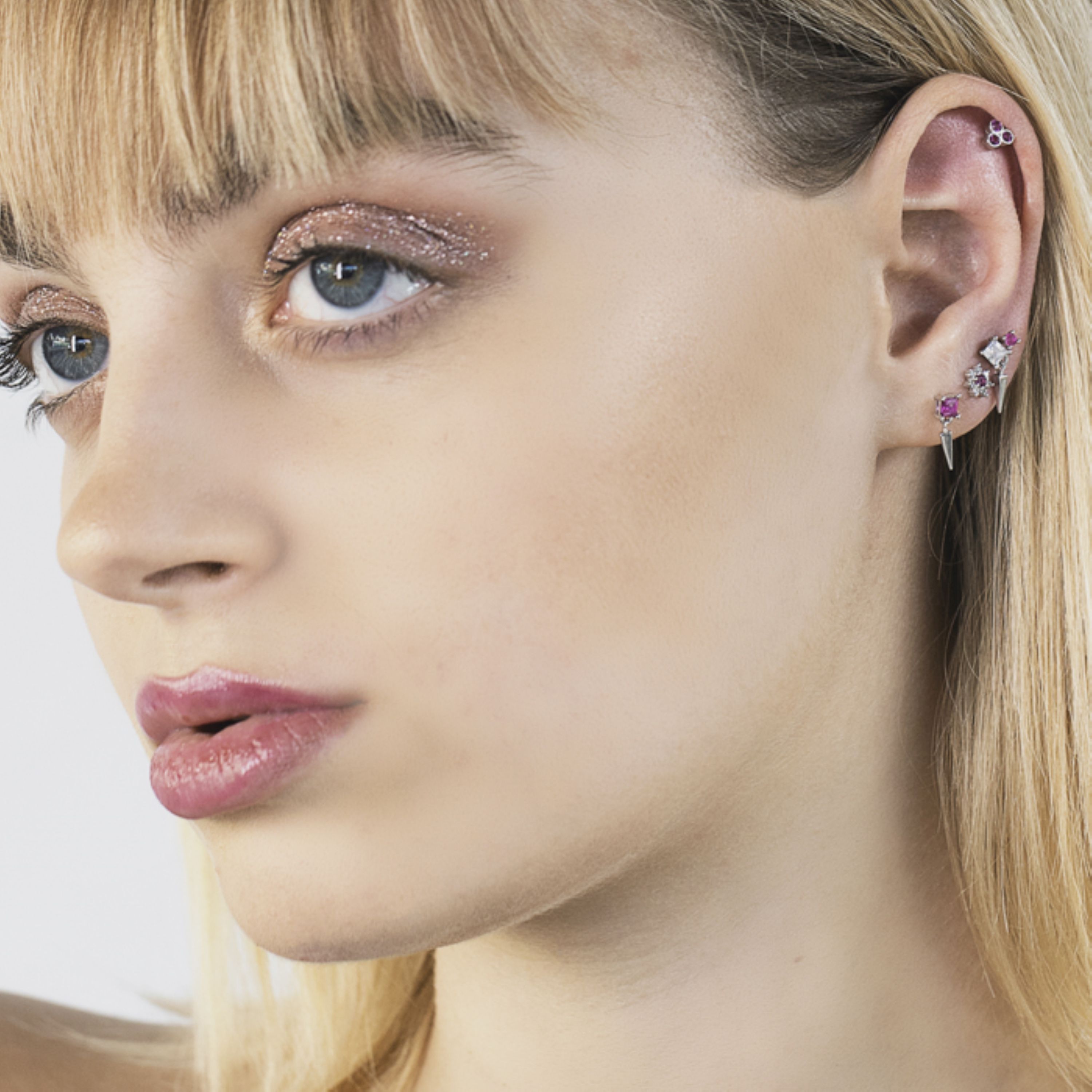 Piercing in Argento Sterling 925 con Zirconia Cubica brillante finitura in rodio - Skelk