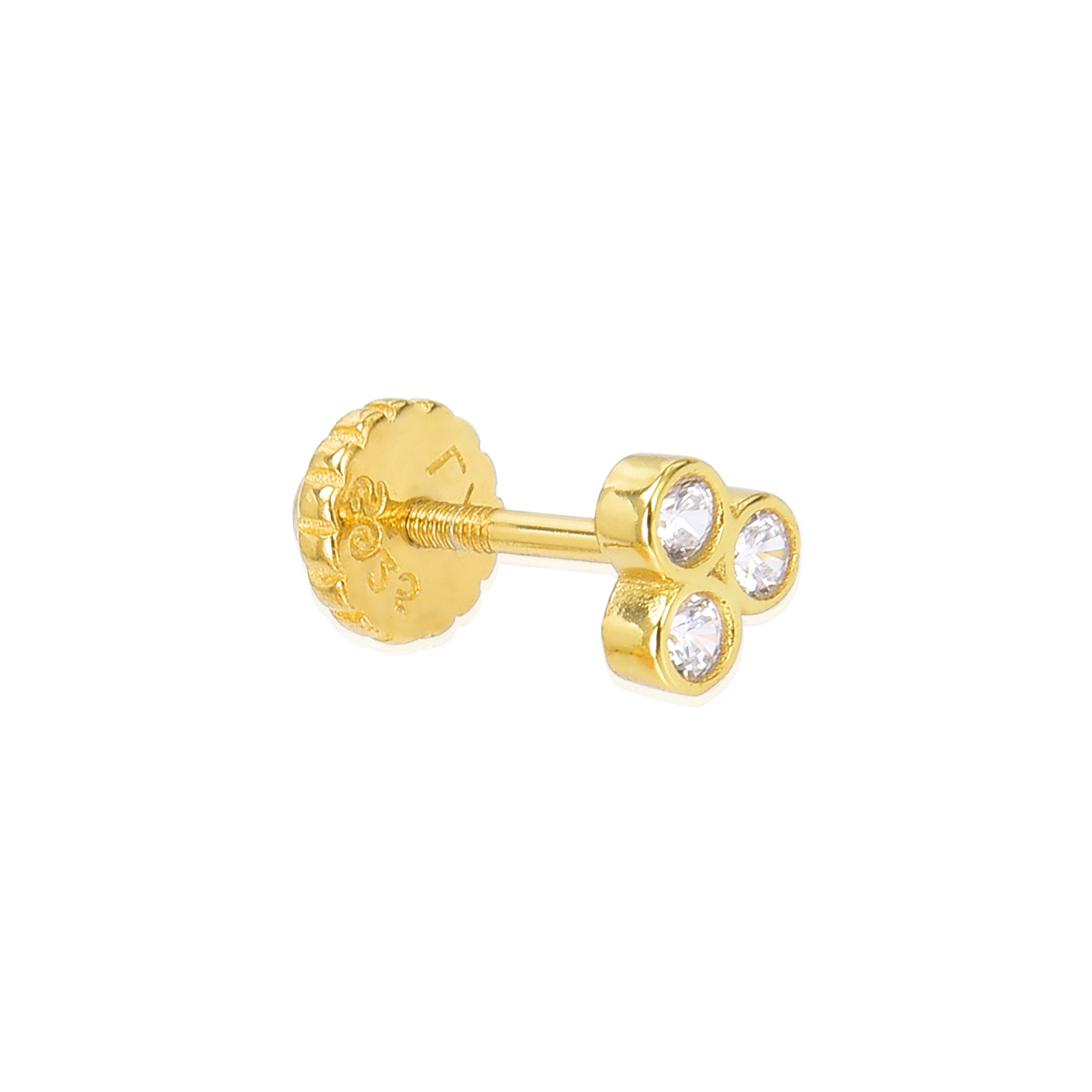 Echtsilber 925 Piercing mit glänzendem Zirkonia, vergoldet mit 18K Gelbgold - Abdel