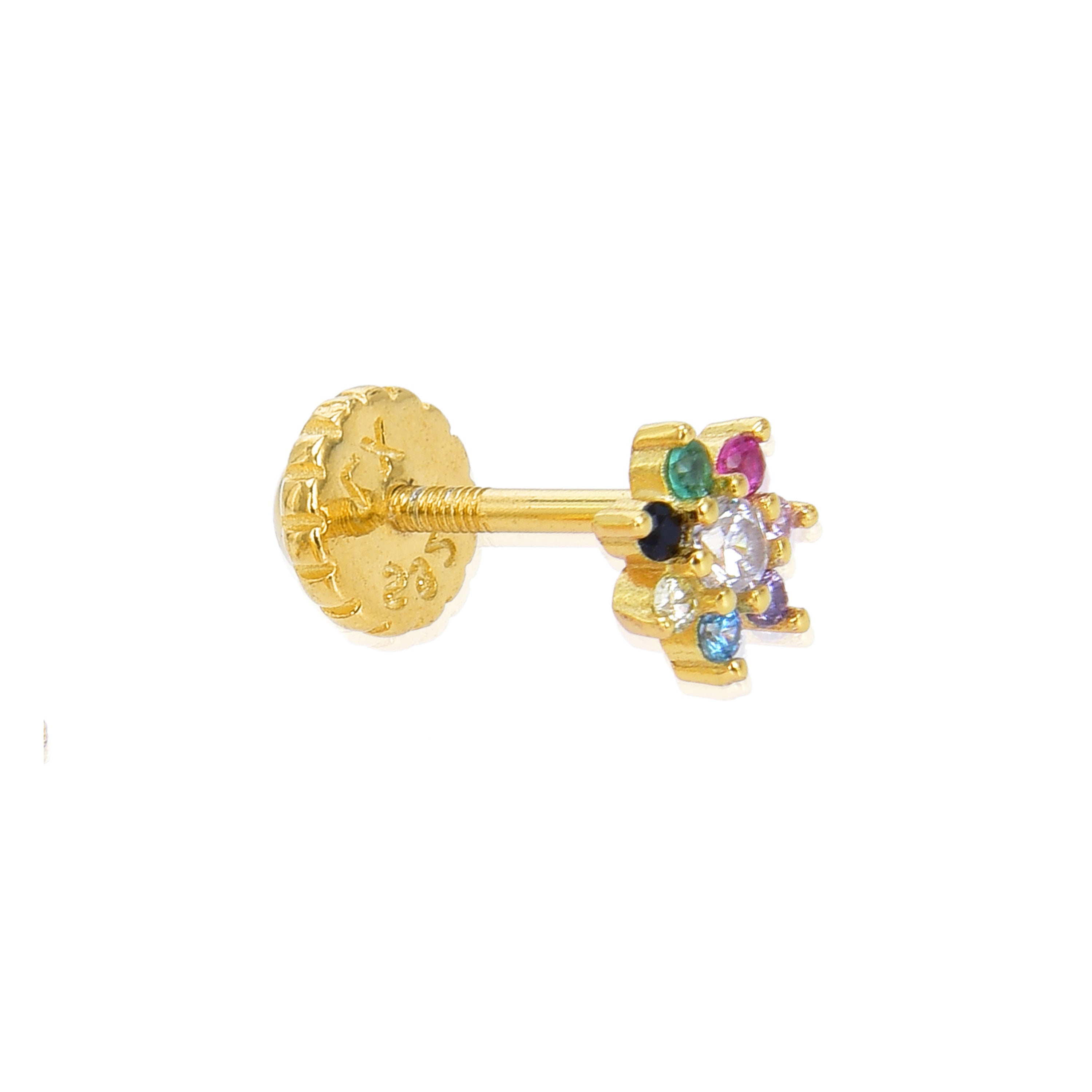 Piercing in Argento Sterling 925 con Zirconia Multicolore finitura in oro giallo 18K - Fanti
