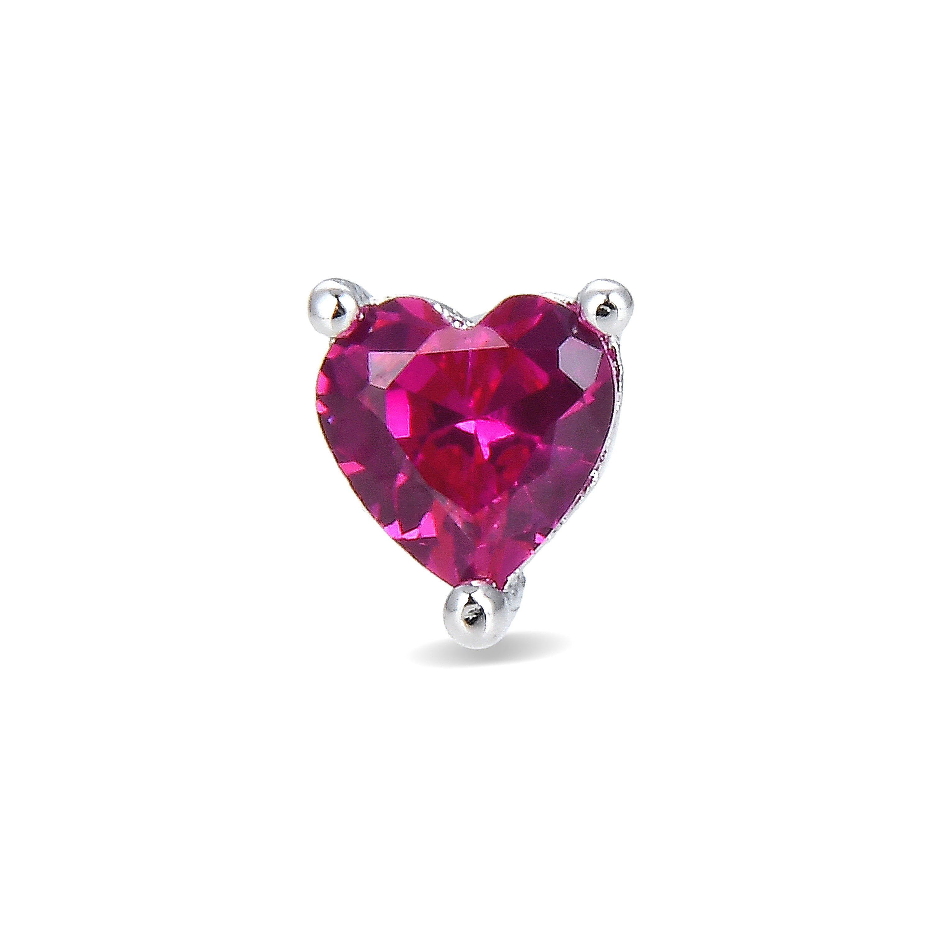Echtsilber 925 Piercing mit Rubin-Zirkonia rhodiniert - Starki