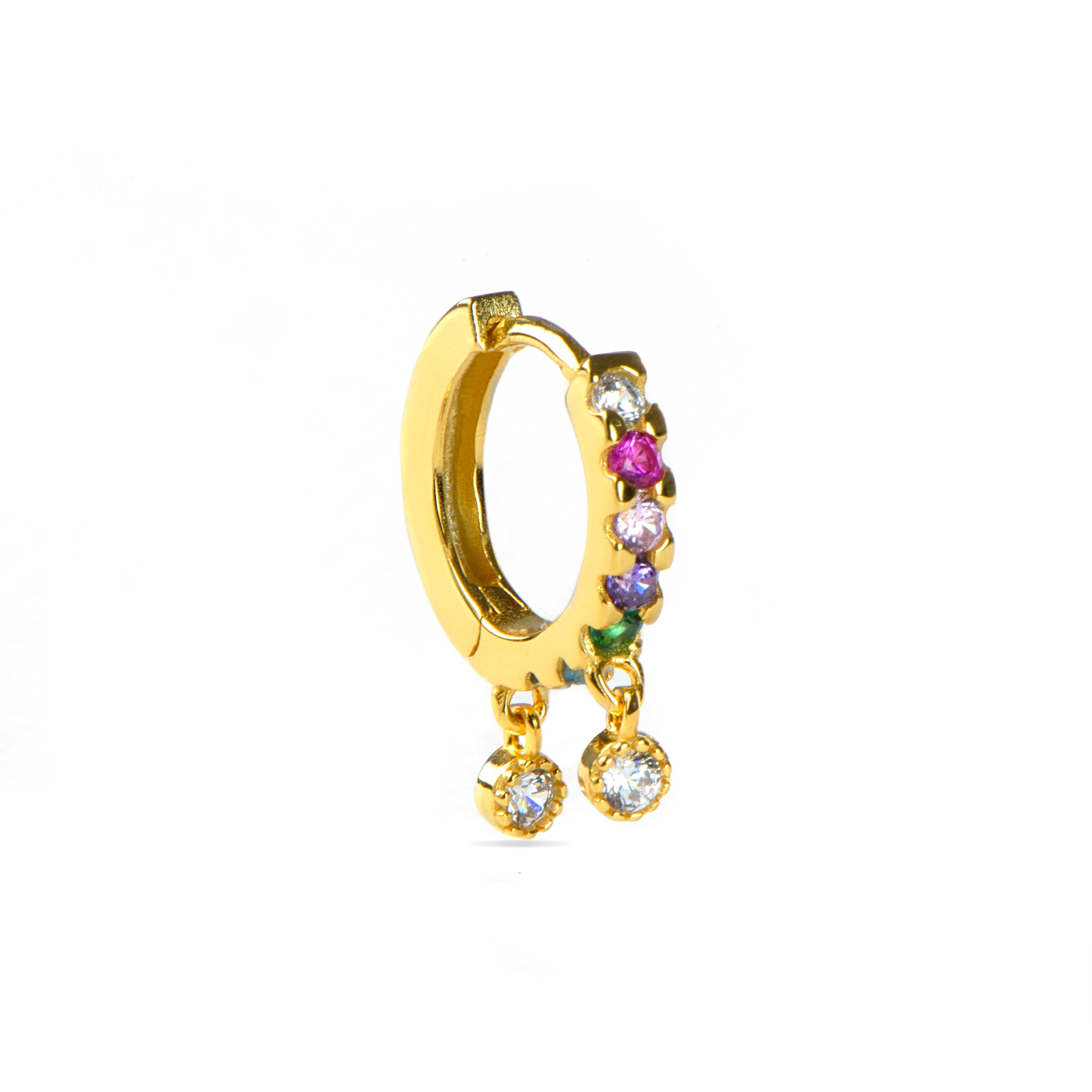 Piercing aus 925er Sterlingsilber mit mehrfarbigen Zirkonia, vergoldet mit 18K Gelbgold - Eser