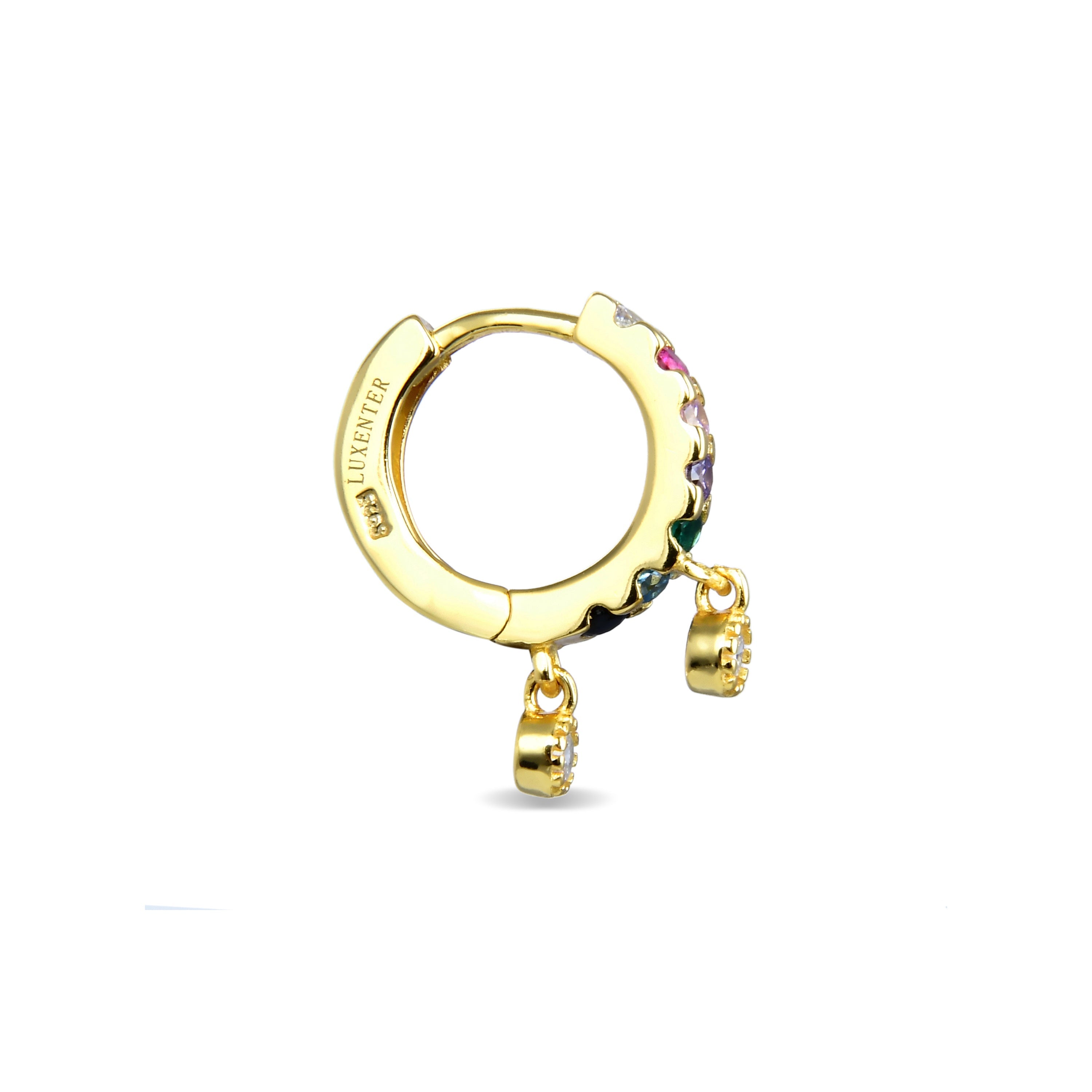 Piercing aus 925er Sterlingsilber mit mehrfarbigen Zirkonia, vergoldet mit 18K Gelbgold - Eser