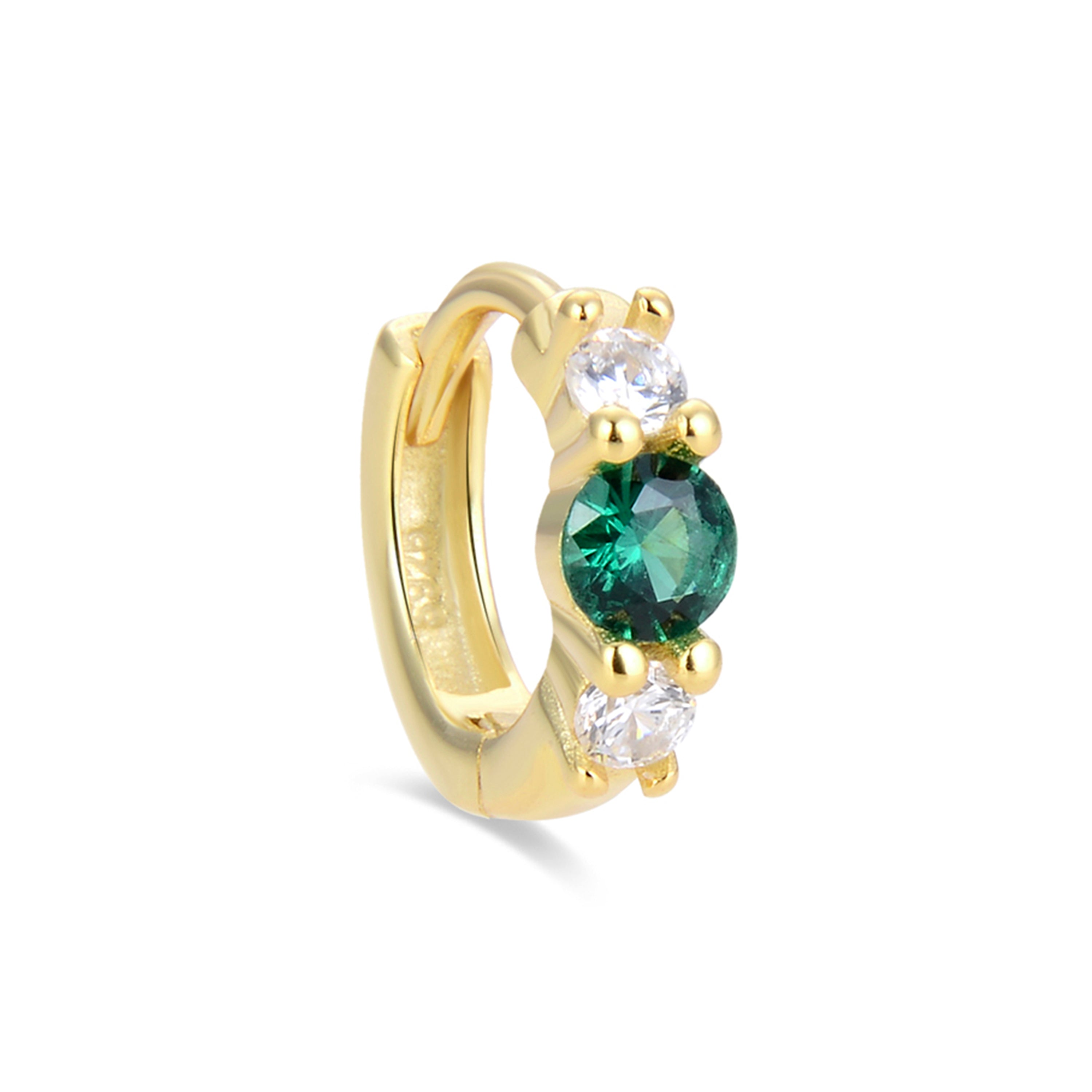 Piercing in Argento Sterling 925 con Zirconia Verde finitura in oro giallo 18K - Silgren