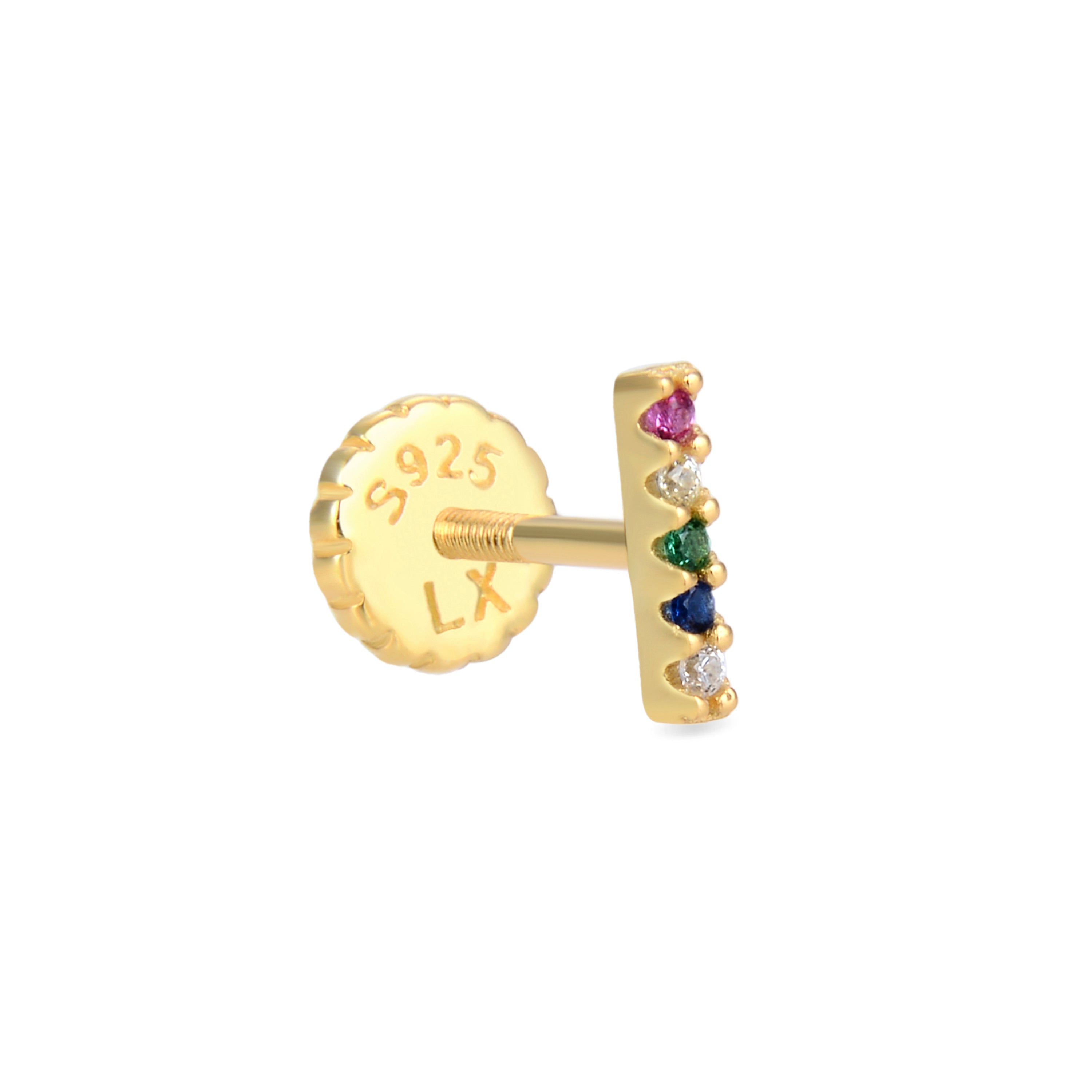 Piercing in Argento Sterling 925 con Zirconia Multicolore finitura in oro giallo 18K - Sonlow