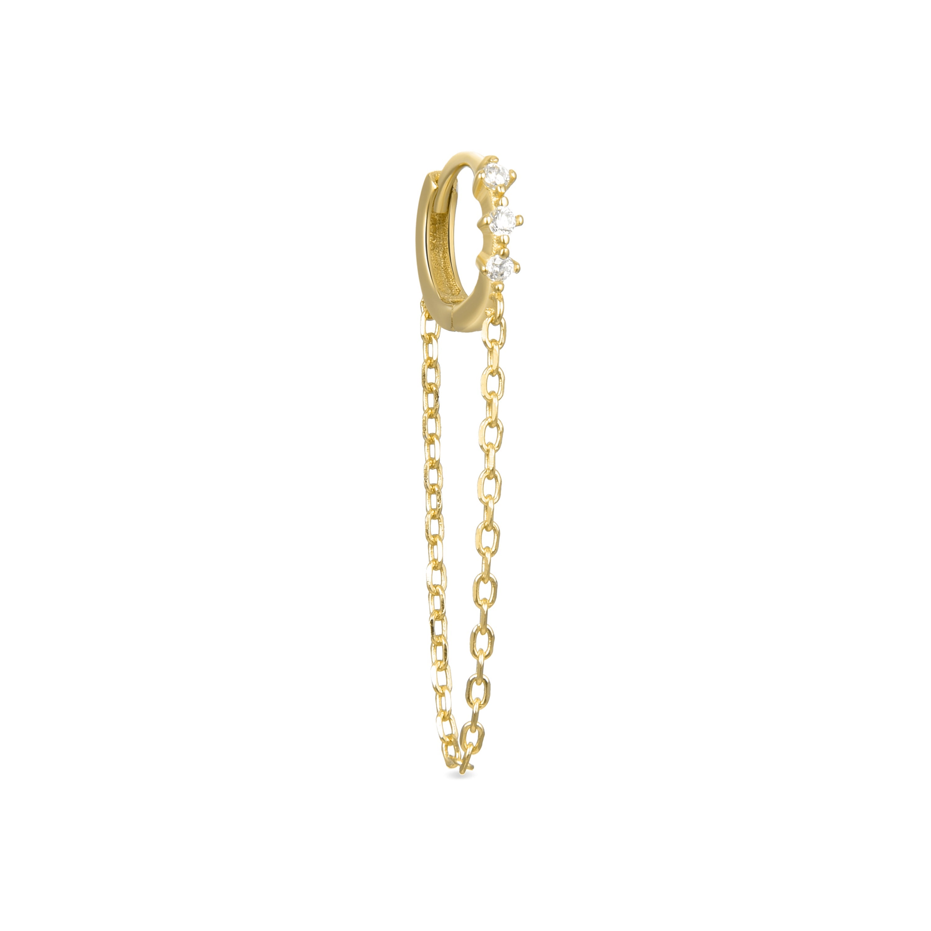 Piercing aus 925er Sterlingsilber mit funkelndem Zirkonia, vergoldet mit 18K Gelbgold - Lanuh