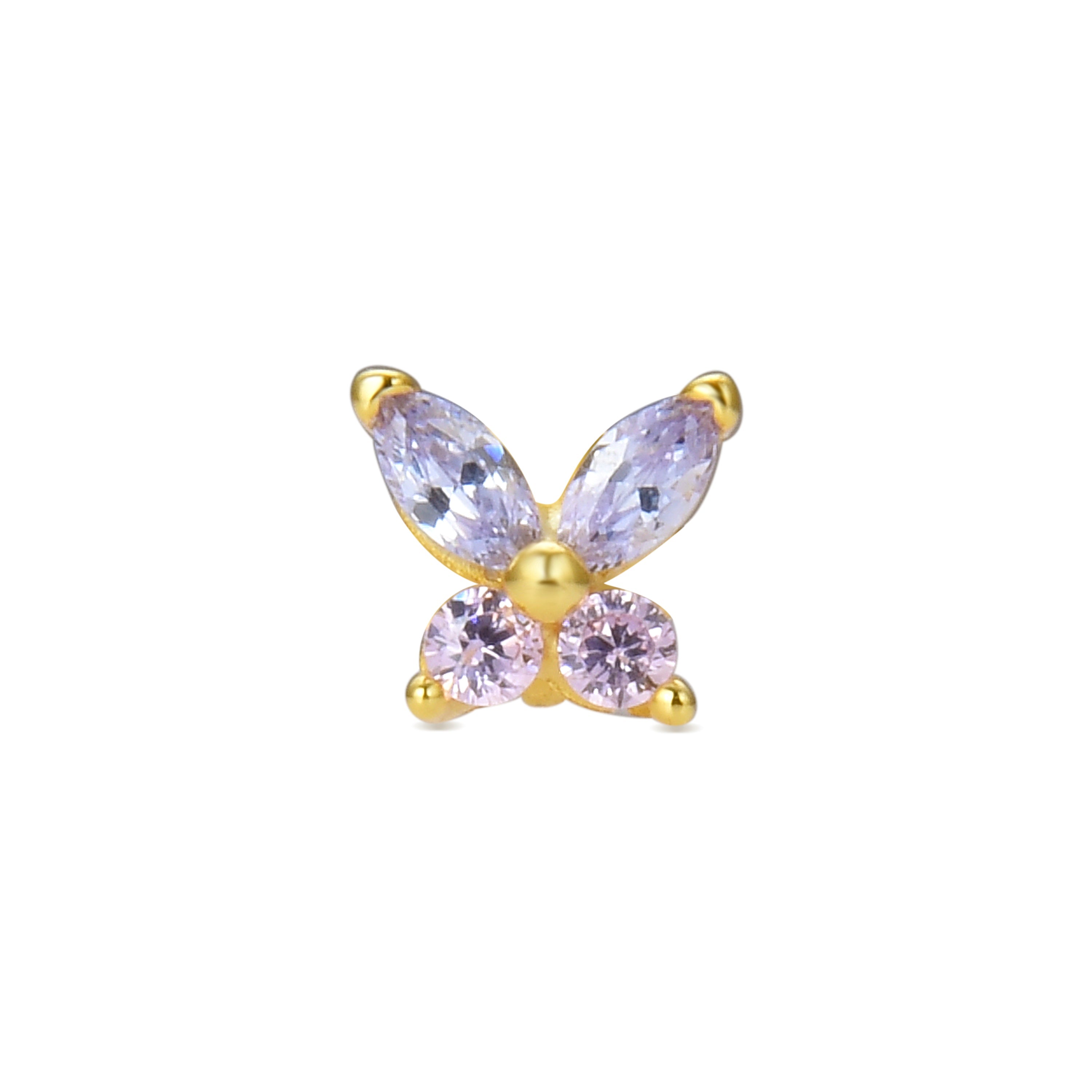 Piercing in Argento Sterling 925 con Zirconia Multicolore finitura in oro giallo 18K - Sysya