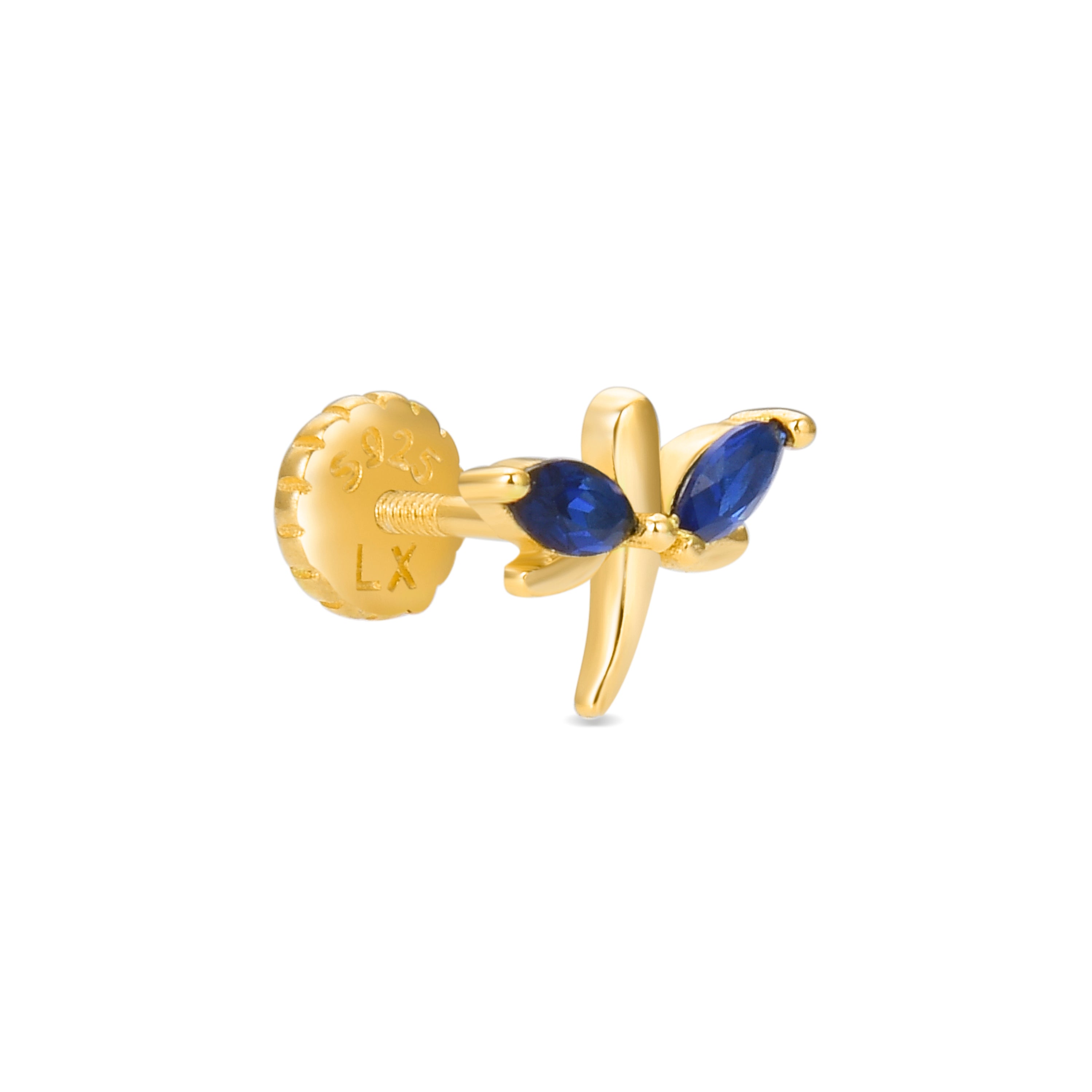 Piercing in Argento Sterling 925 con Zirconia Multicolore finitura in oro giallo 18K - Khainy