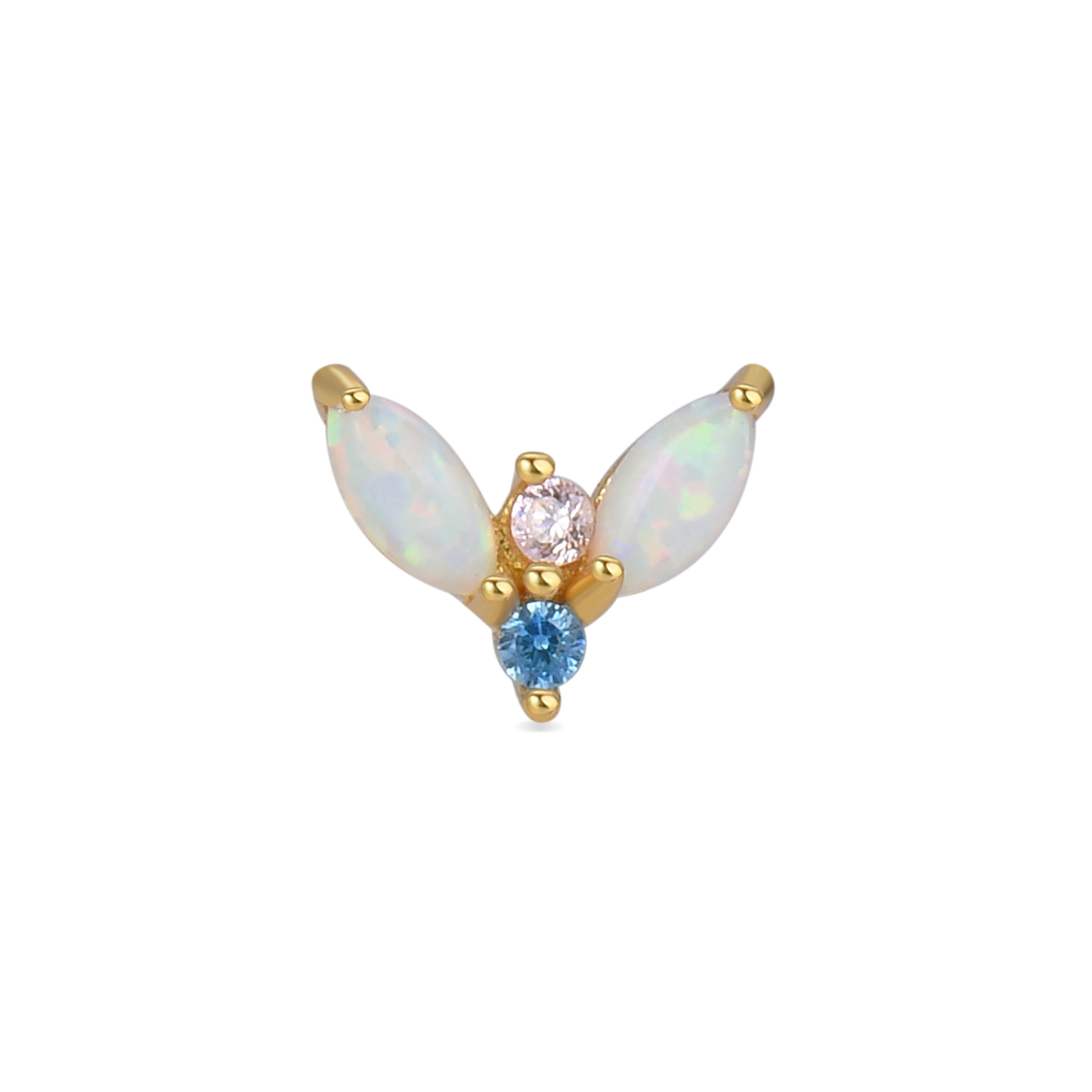 Piercing in Argento Sterling 925 con Zirconia Multicolore finitura in oro giallo 18K - Ly