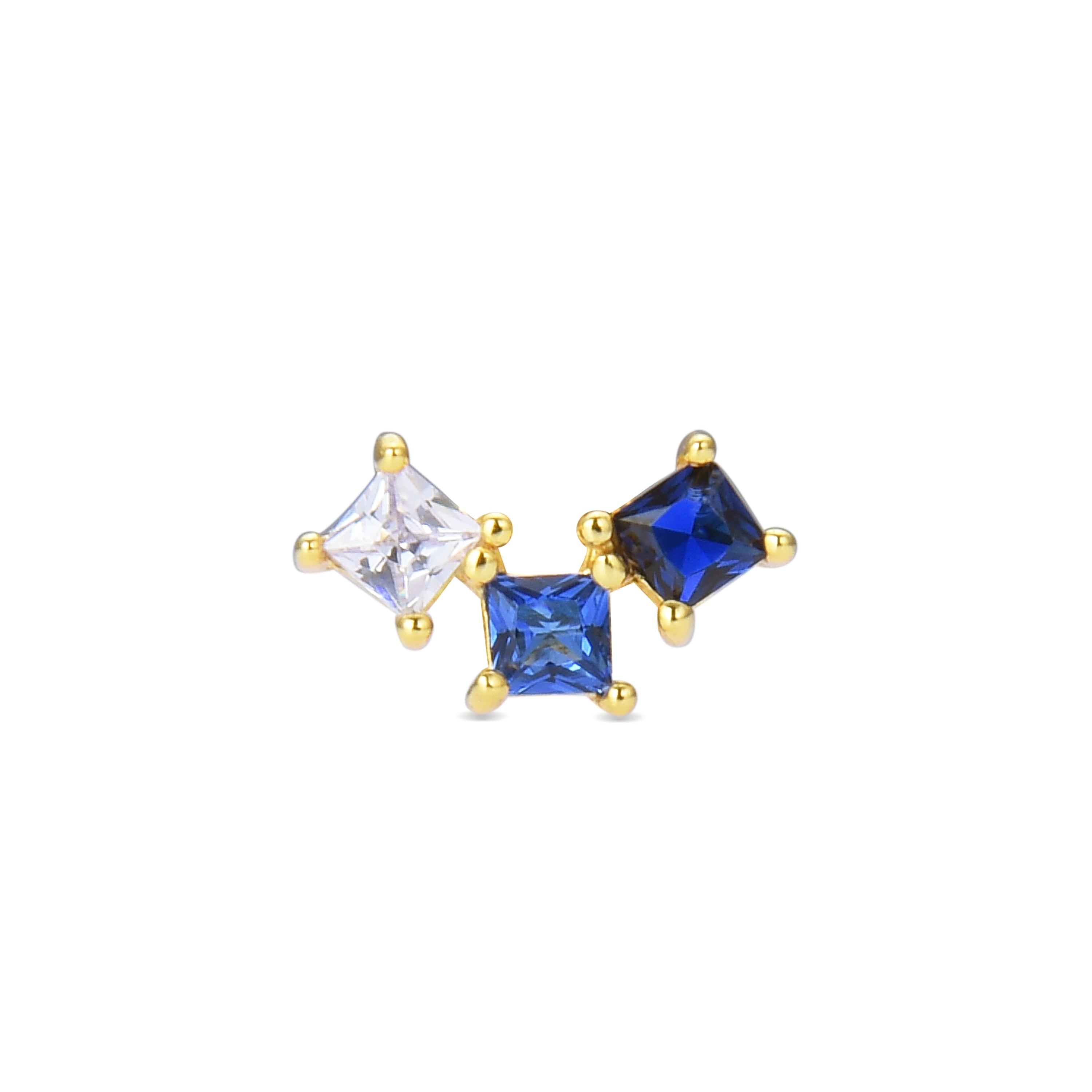 Piercing in Argento Sterling 925 con Zirconia Multicolore finitura in oro giallo 18K - Corci