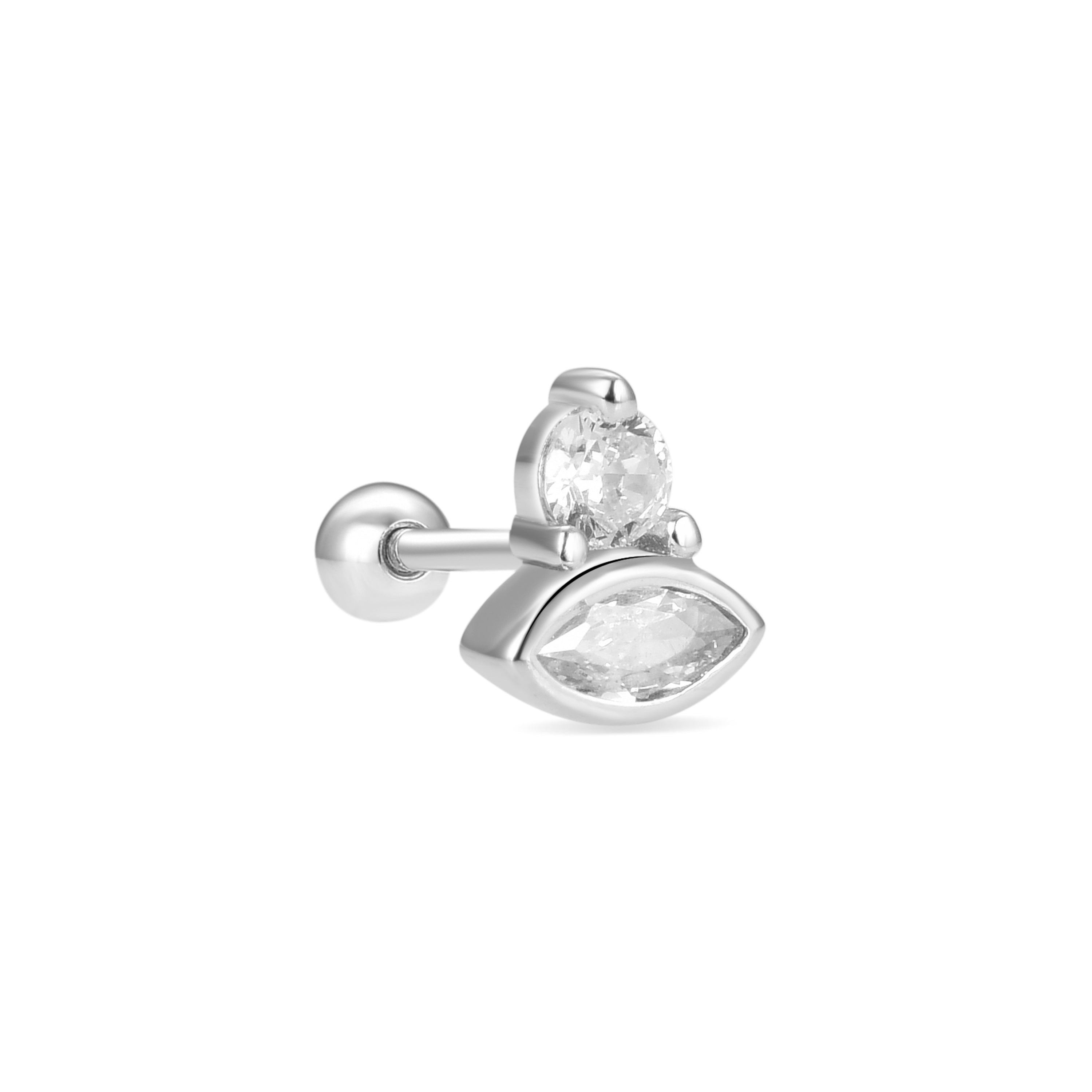 Piercing in Argento Sterling 925 con Zirconia Cubica brillante finitura in rodio - Zunsyt