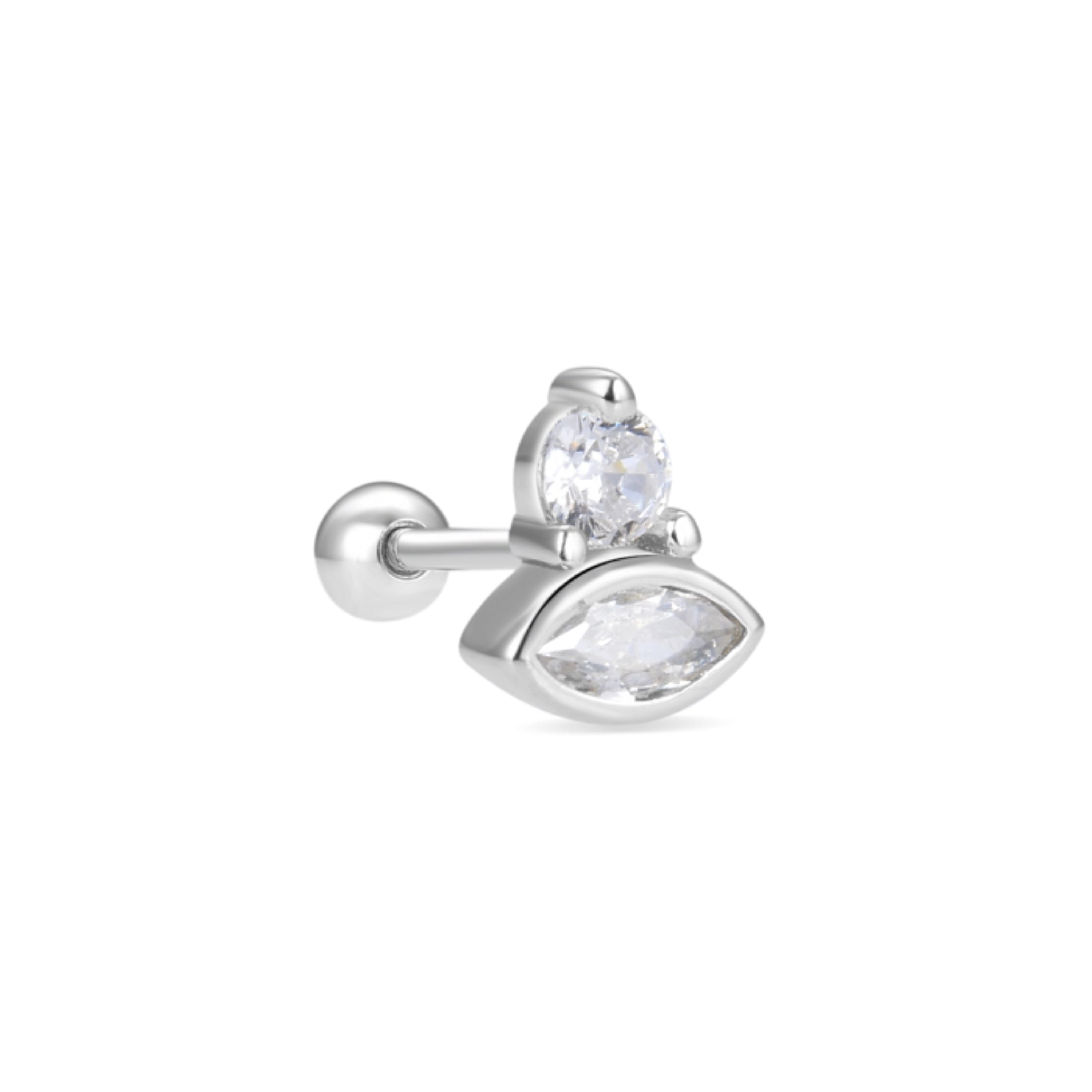 Piercing in Argento Sterling 925 con Zirconia Cubica brillante finitura in rodio - Zunsyt