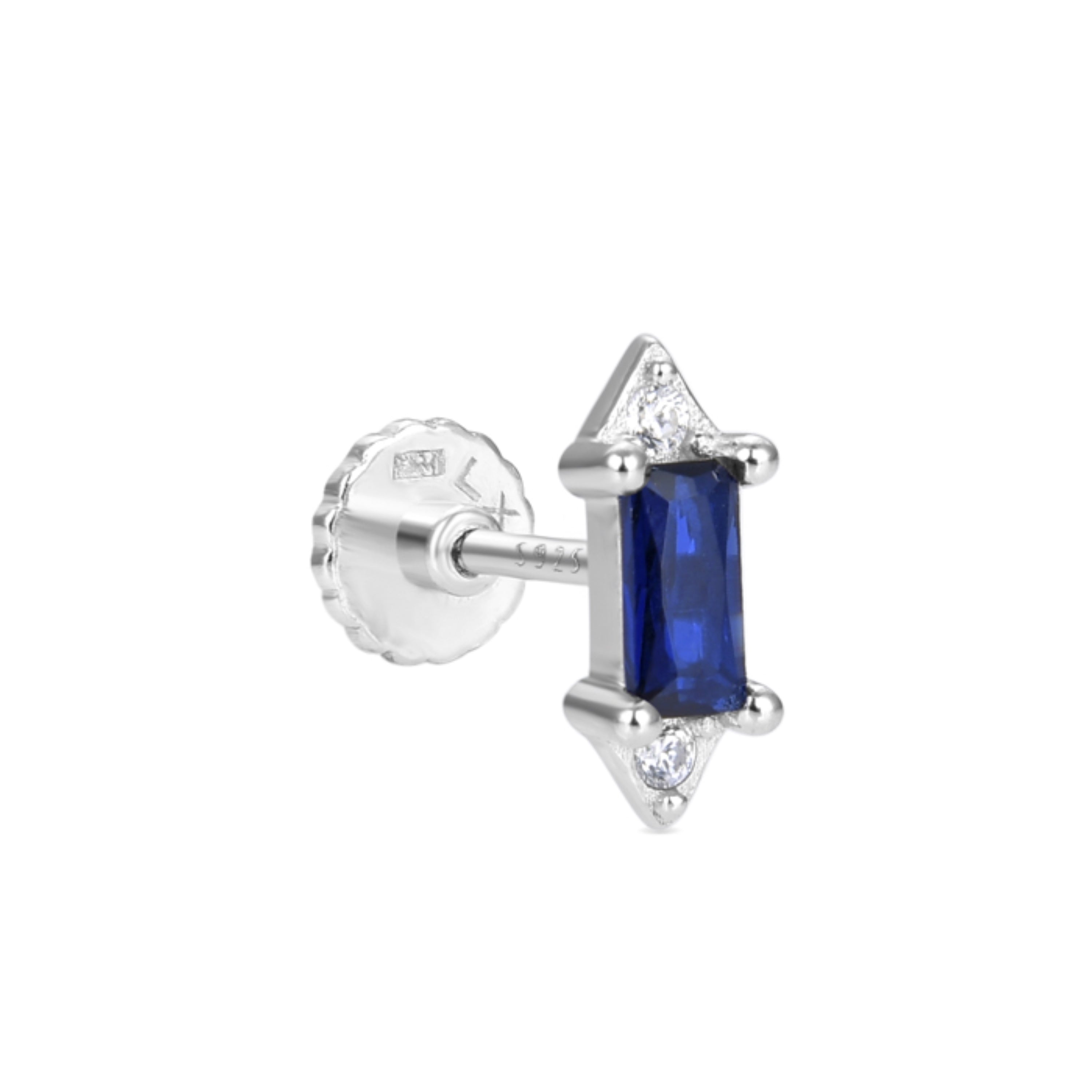 Piercing aus 925er Sterlingsilber mit Zirkonia-Saphir, rhodiniert - Dierak
