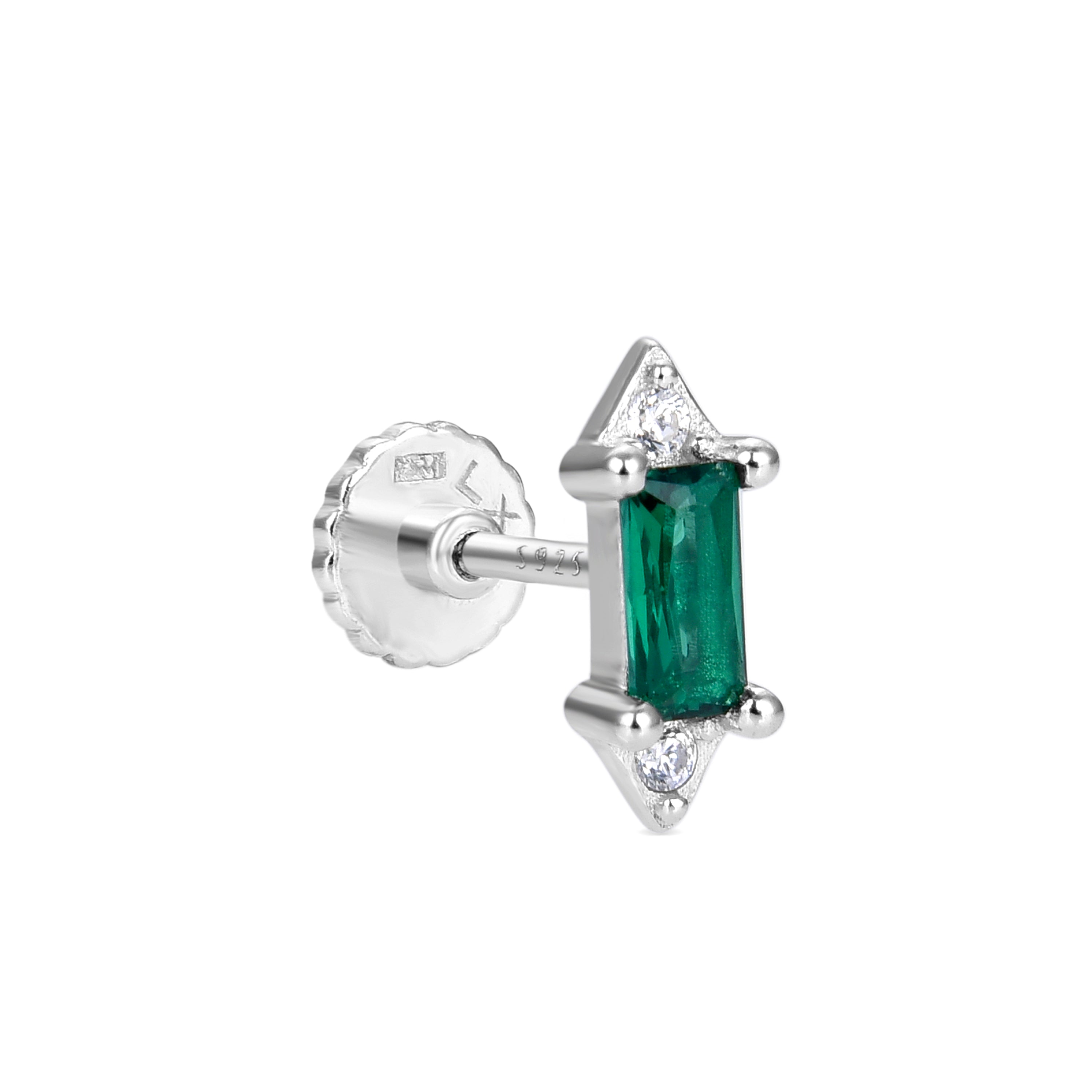 Piercing in Argento Sterling 925 con Zirconia Verde finitura in rodio - Dierak