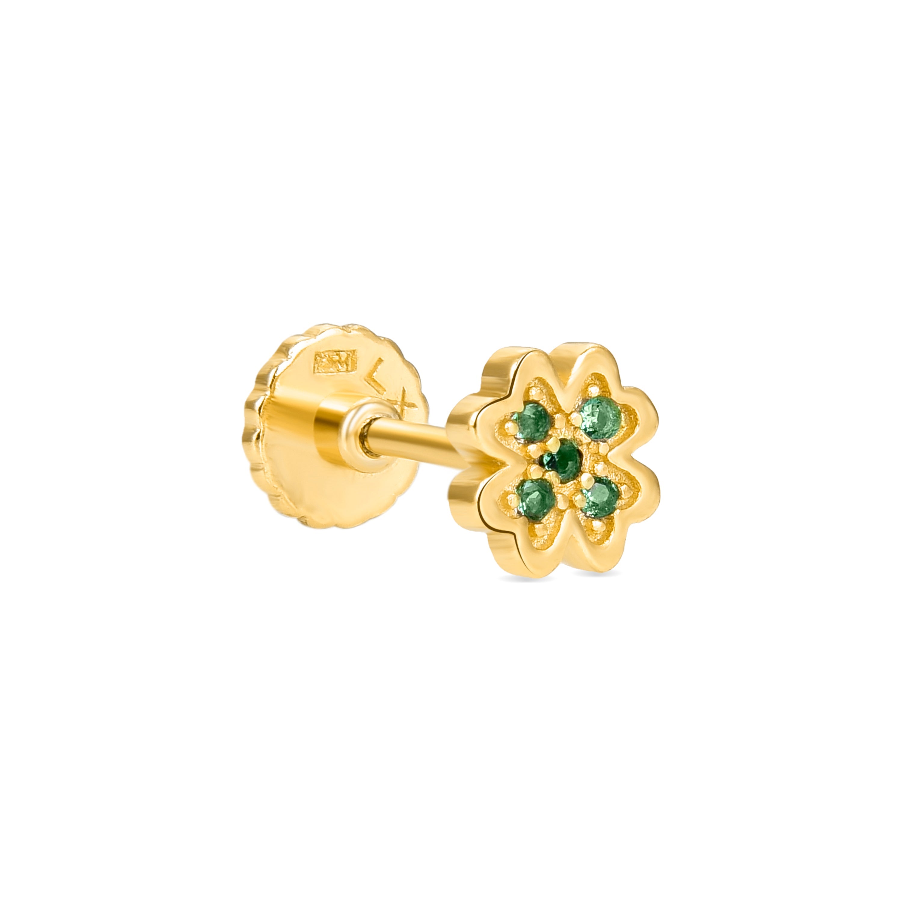 Piercing in Argento Sterling 925 con Zirconia Verde finitura in oro giallo 18K - Kanay