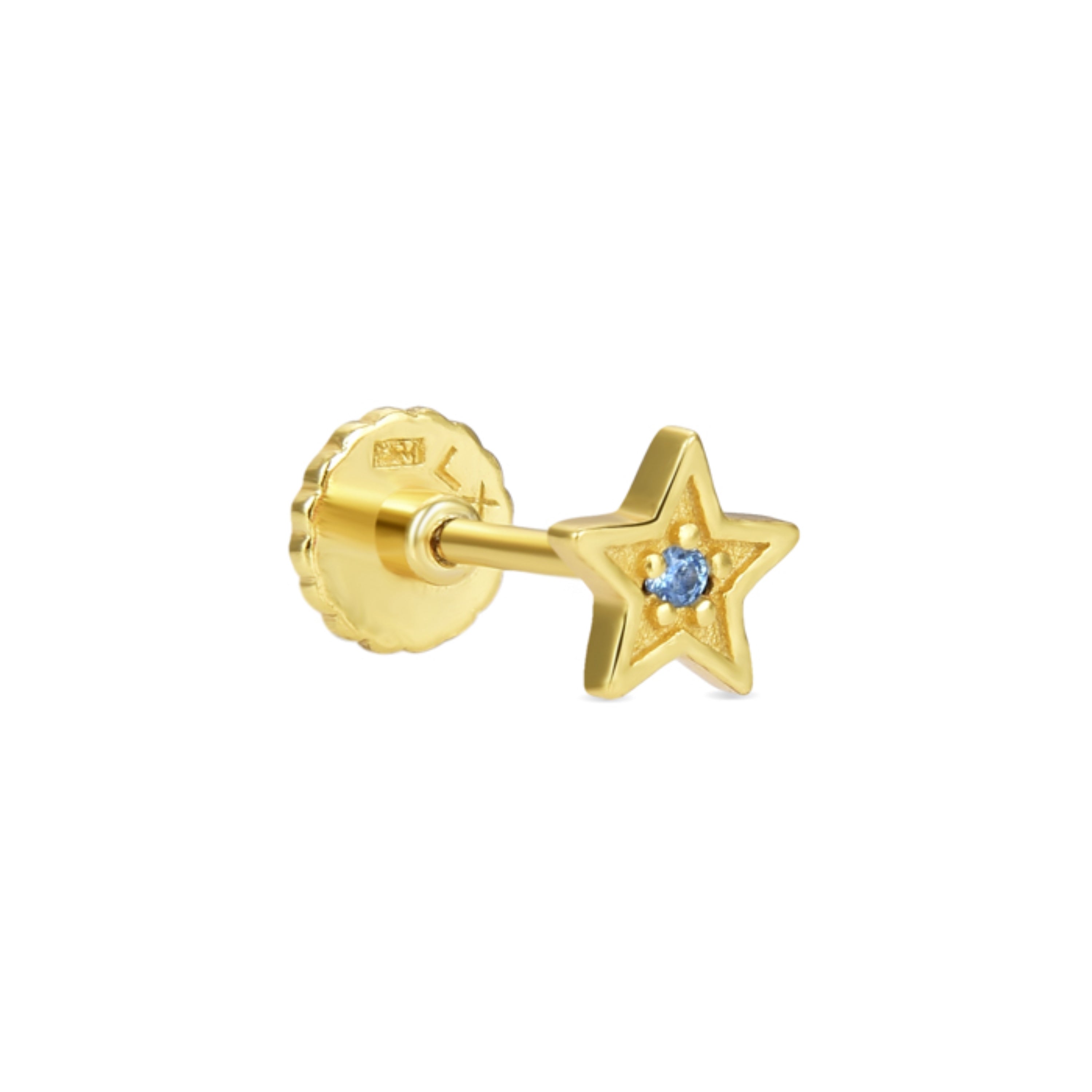 Piercing aus 925er Sterlingsilber mit Zirkonia-Saphir, vergoldet mit 18K Gelbgold - Akdih