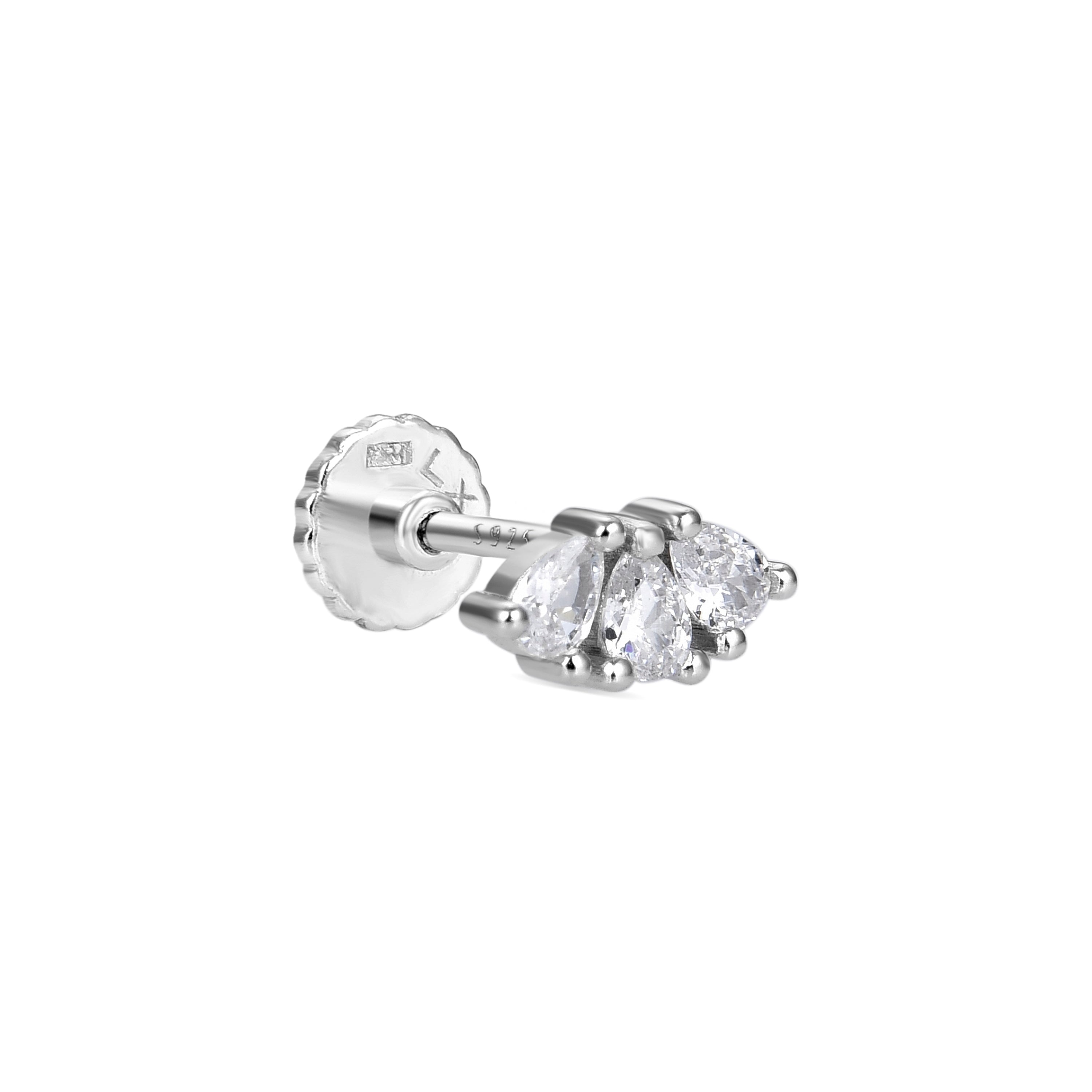 Piercing in Argento Sterling 925 con Zirconia Cubica brillante finitura in rodio - Orkha