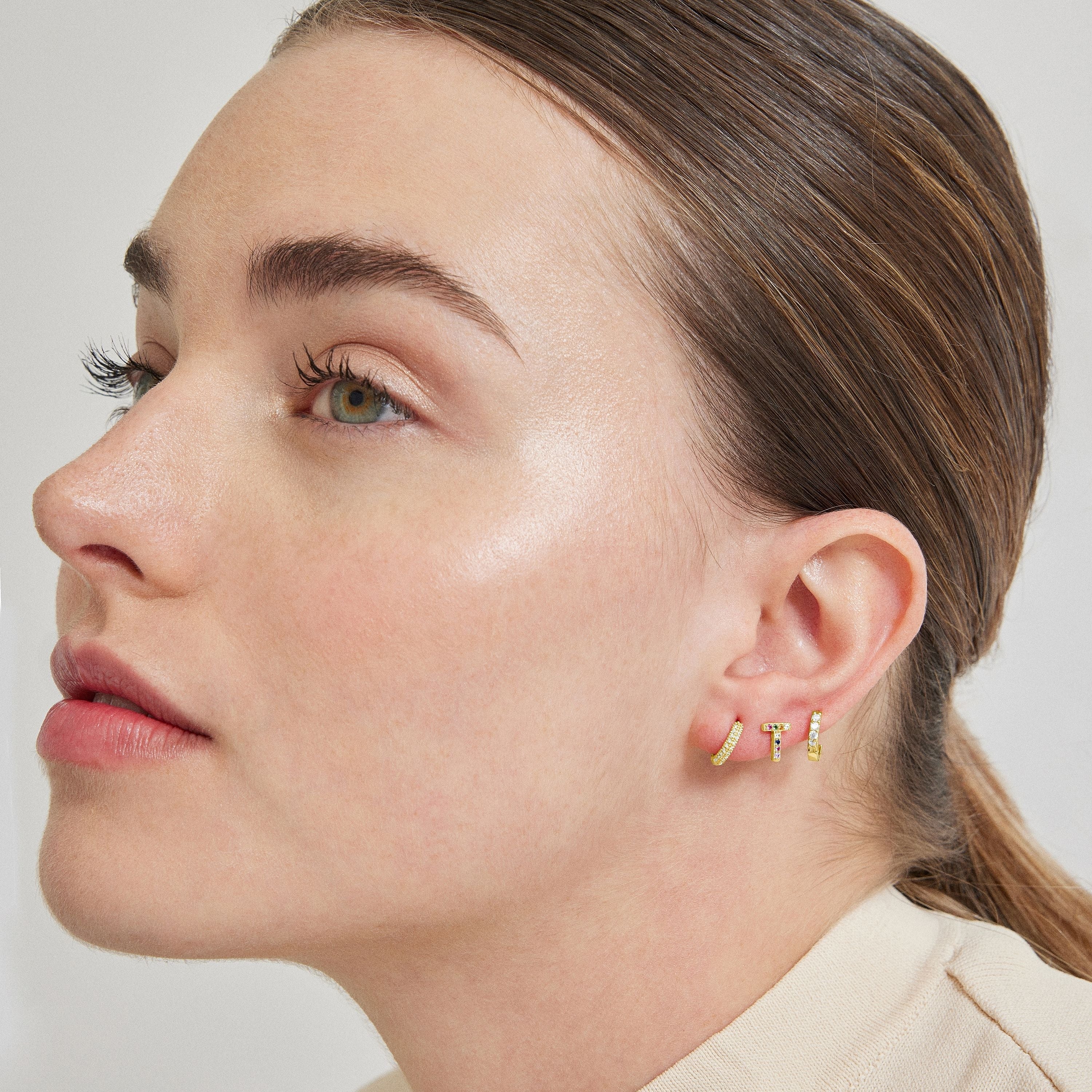 Piercing aus 925er Sterlingsilber mit funkelndem Zirkonia, vergoldet mit 18K Gelbgold - Zulyt