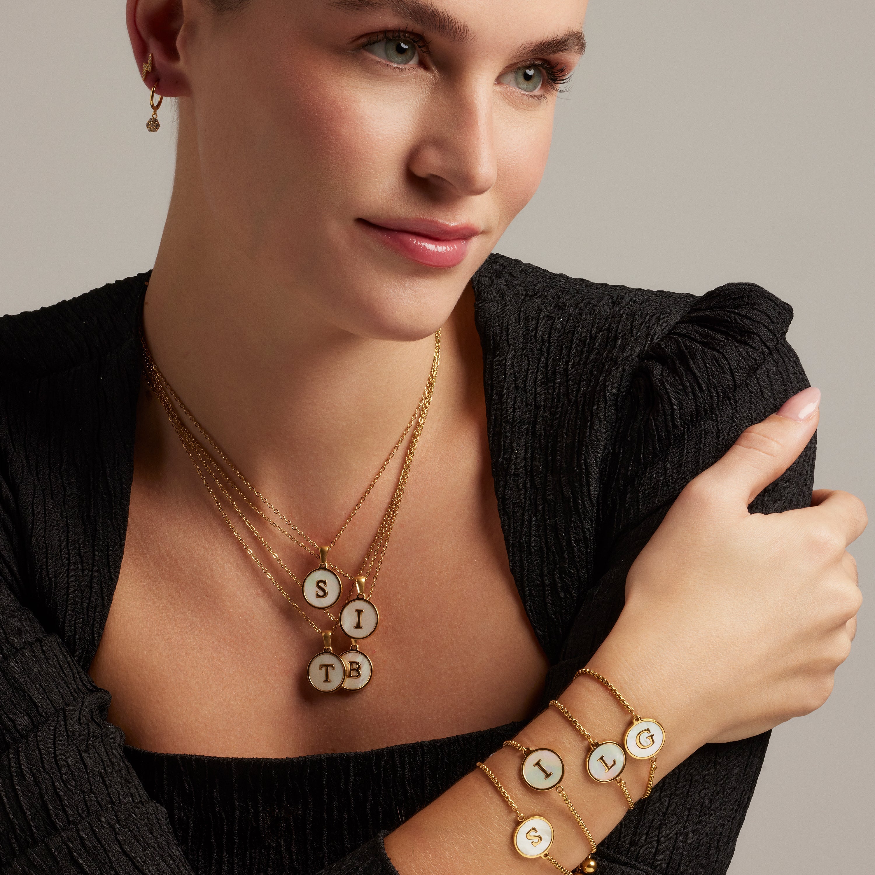 Echtsilber 925 Piercing mit glänzendem Zirkonia, vergoldet mit 18K Gelbgold - Linse