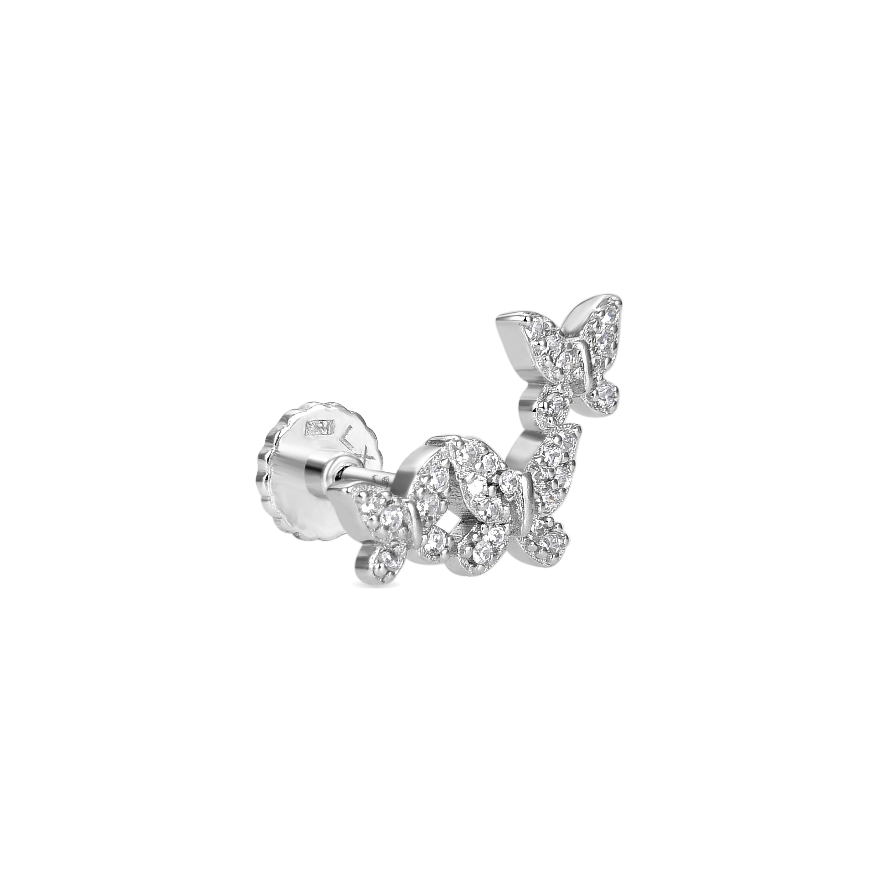 Piercing in Argento Sterling 925 con Zirconia Cubica brillante finitura in rodio - Xyel