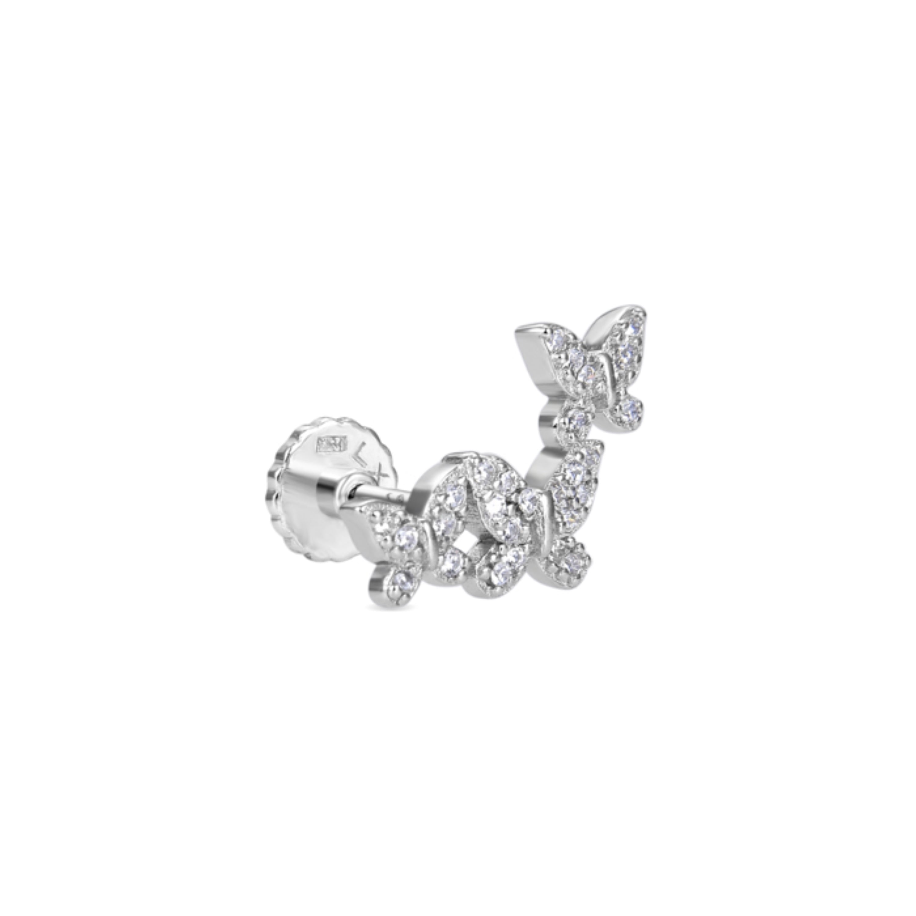 Piercing in Argento Sterling 925 con Zirconia Cubica brillante finitura in rodio - Xyel