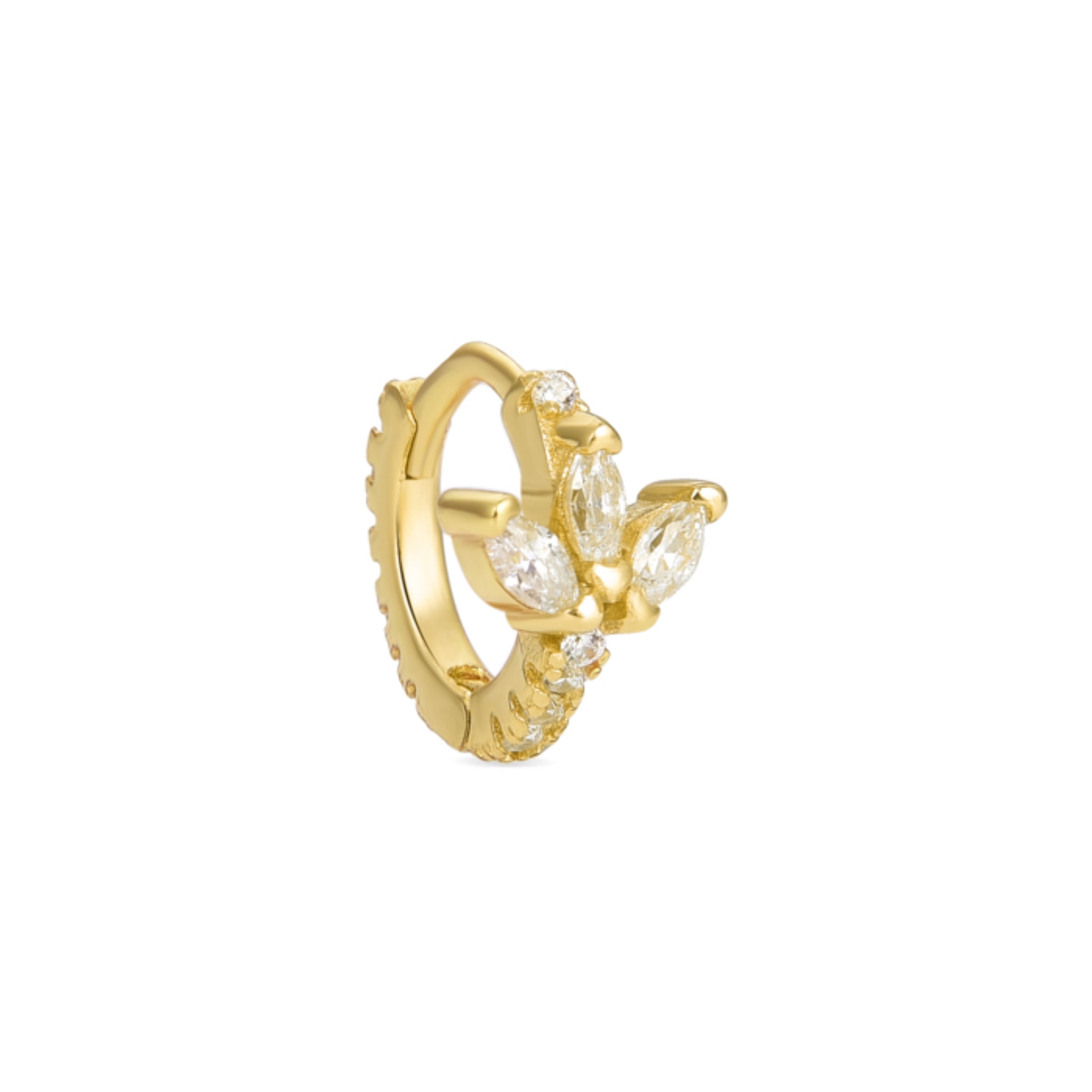 Echtsilber 925 Piercing mit glänzendem Zirkonia, vergoldet mit 18K Gelbgold - Netwi