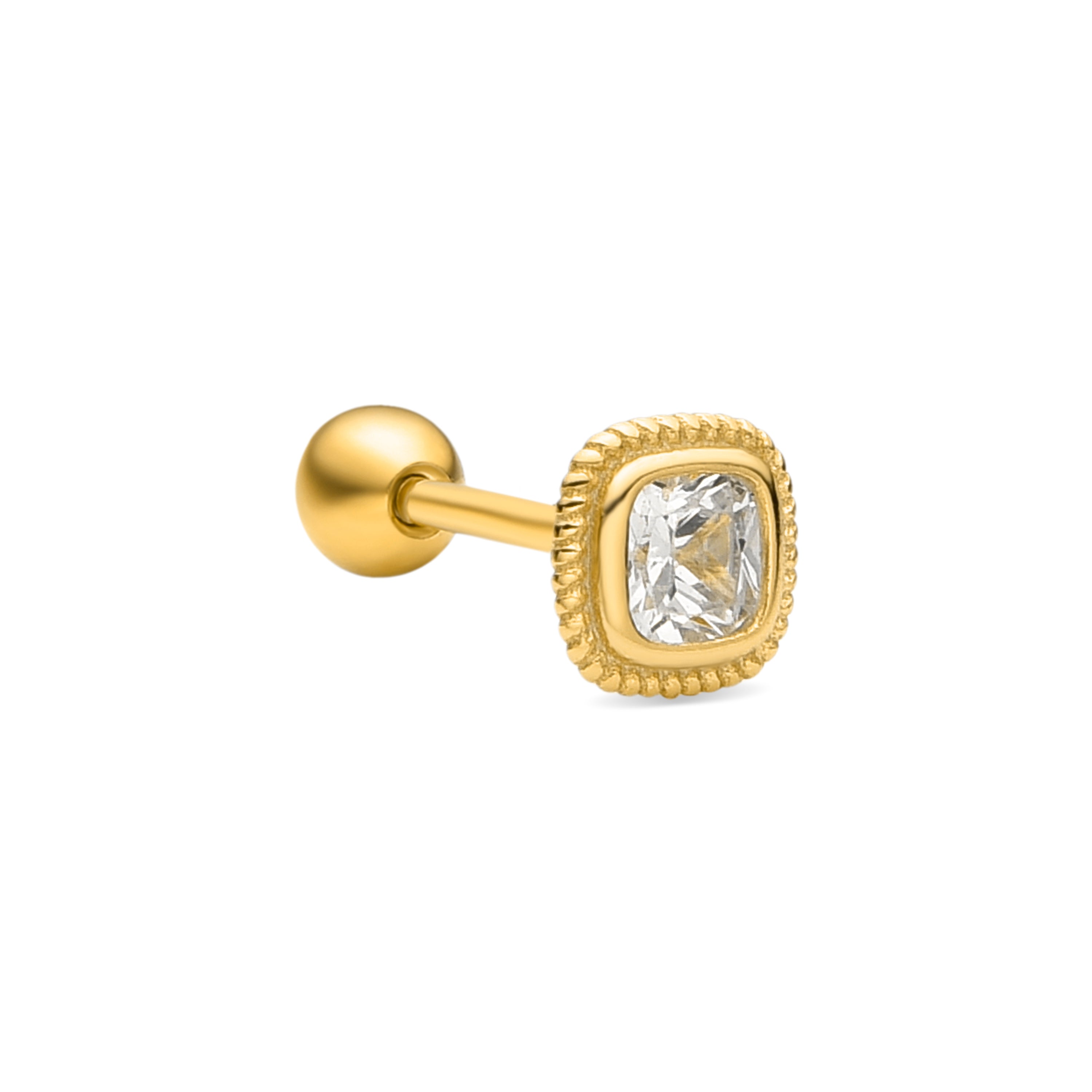 Echtsilber 925 Piercing mit glänzenden Zirkonia, 18k Gold-Finish - Keya