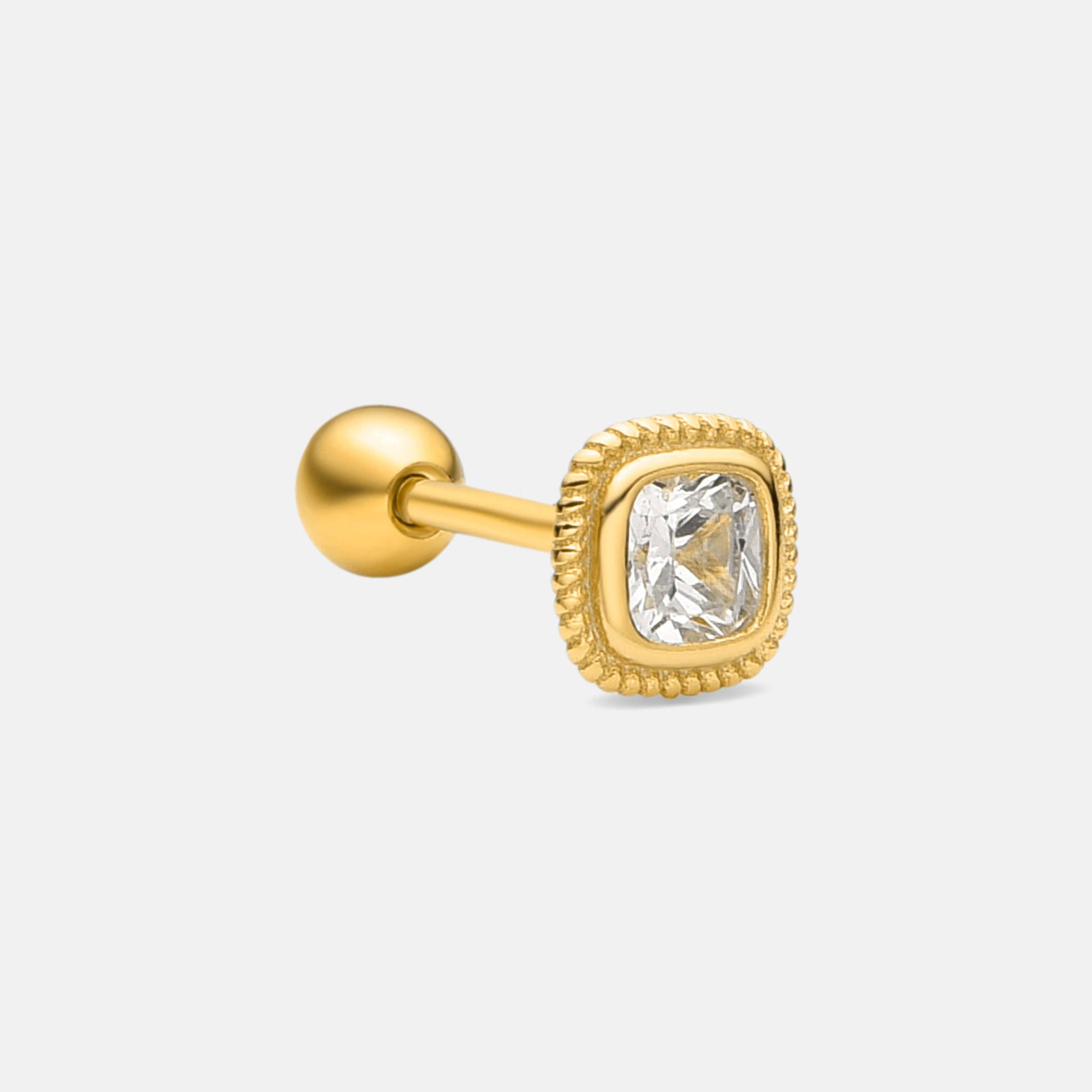 Echtsilber 925 Piercing mit glänzenden Zirkonia, 18k Gold-Finish - Keya