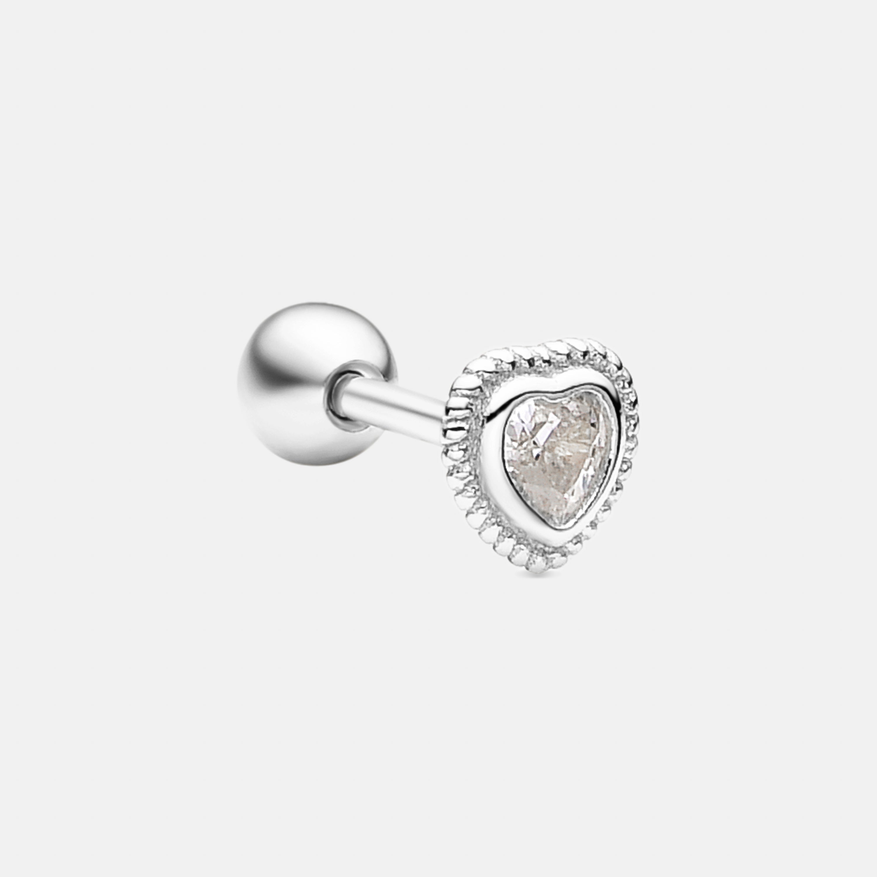 Echtsilber 925 Piercing mit glänzenden Zirkonia, rhodiniert - Aimba
