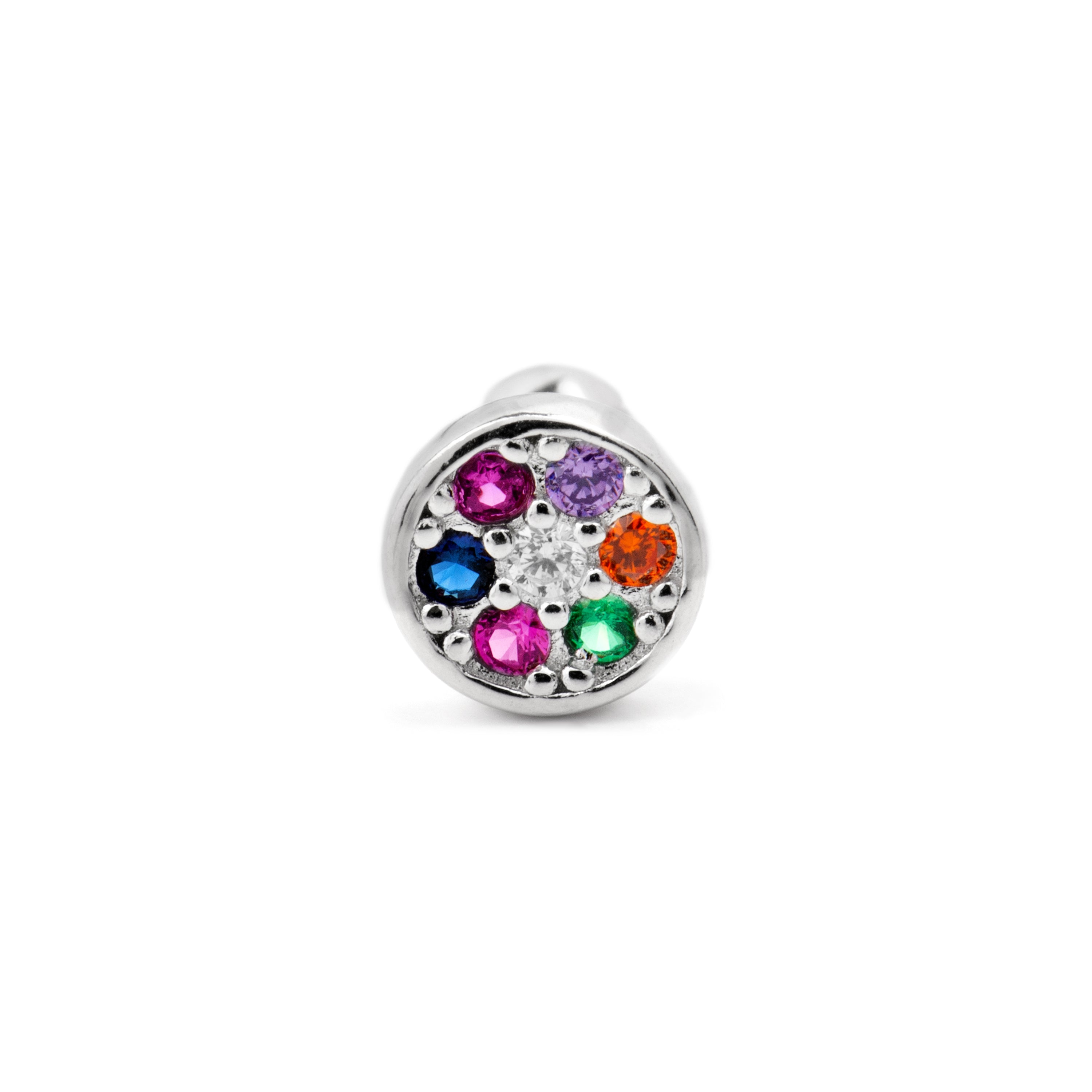 Piercing aus 925er Sterlingsilber und mehrfarbiger Zirkonia mit Rhodium-Finish - Nero