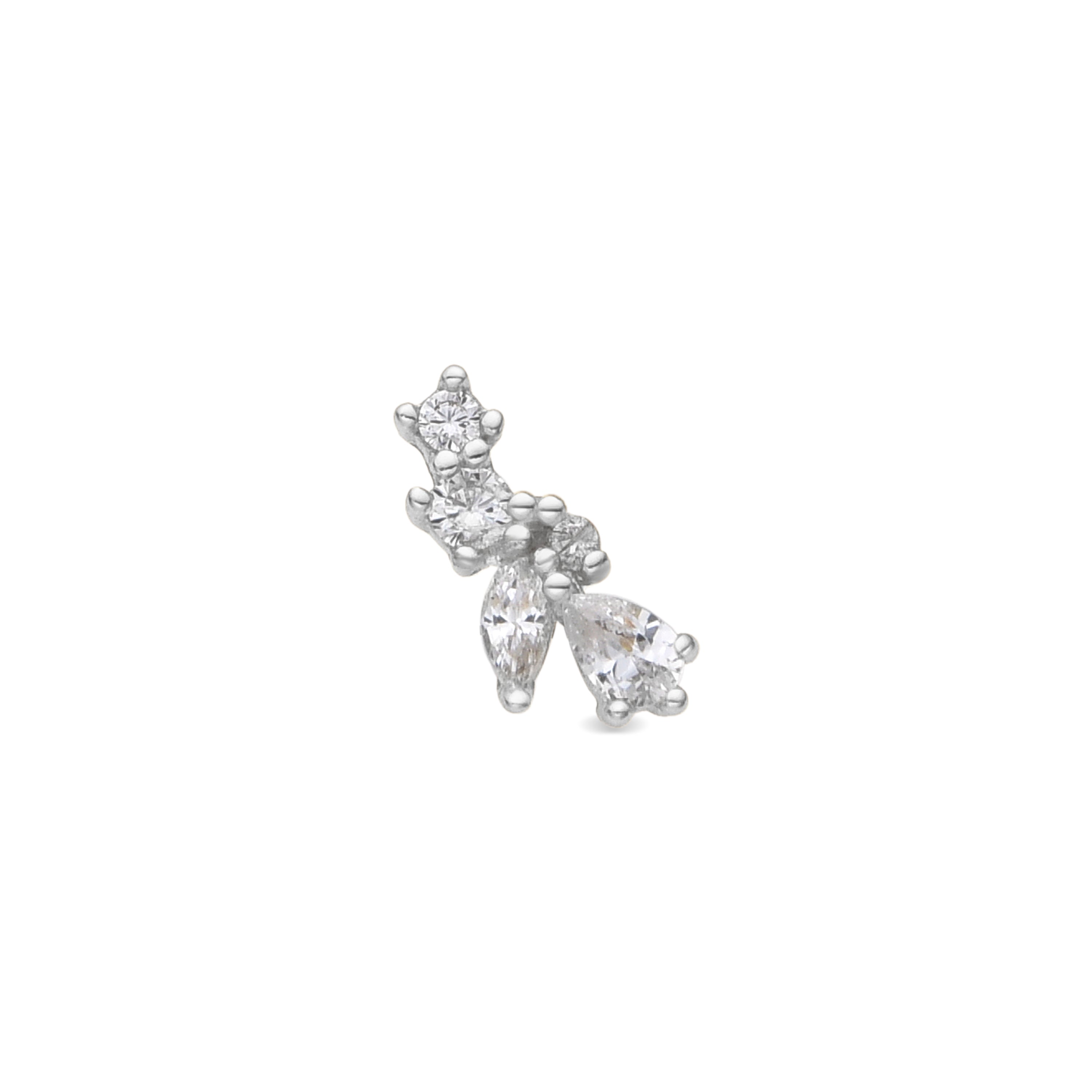 Echtsilber 925 Piercing mit strahlendem Zirkonia und Rhodium-Finish - Abill