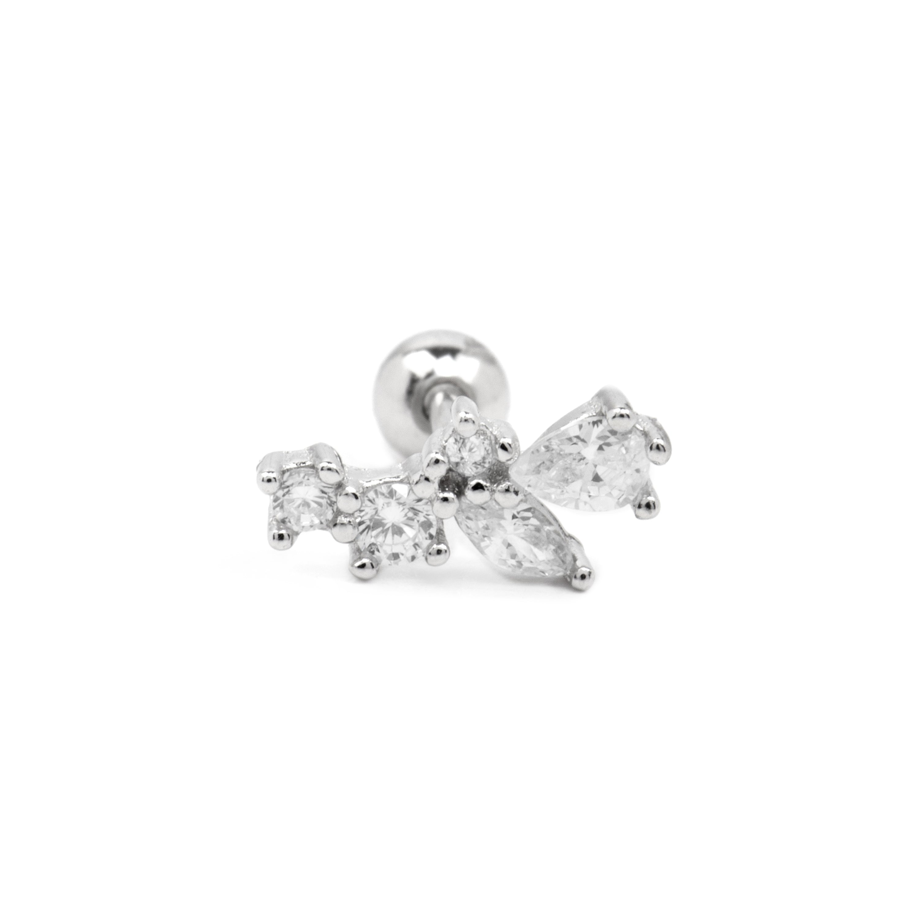 Echtsilber 925 Piercing mit strahlendem Zirkonia und Rhodium-Finish - Abill