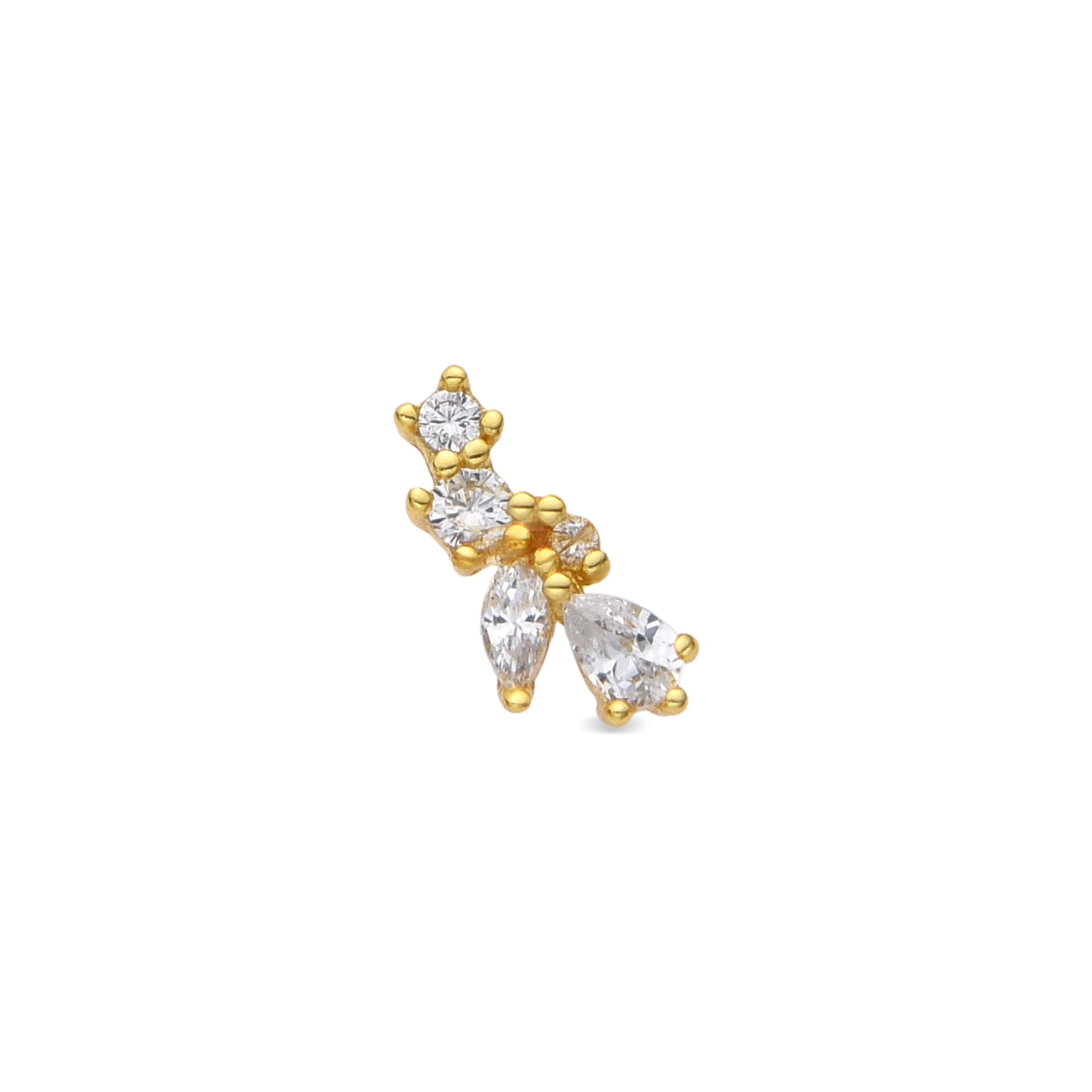 Piercing aus 925er Sterlingsilber und glänzenden Zirkonia mit 18k Gelbgold-Finish - Abill